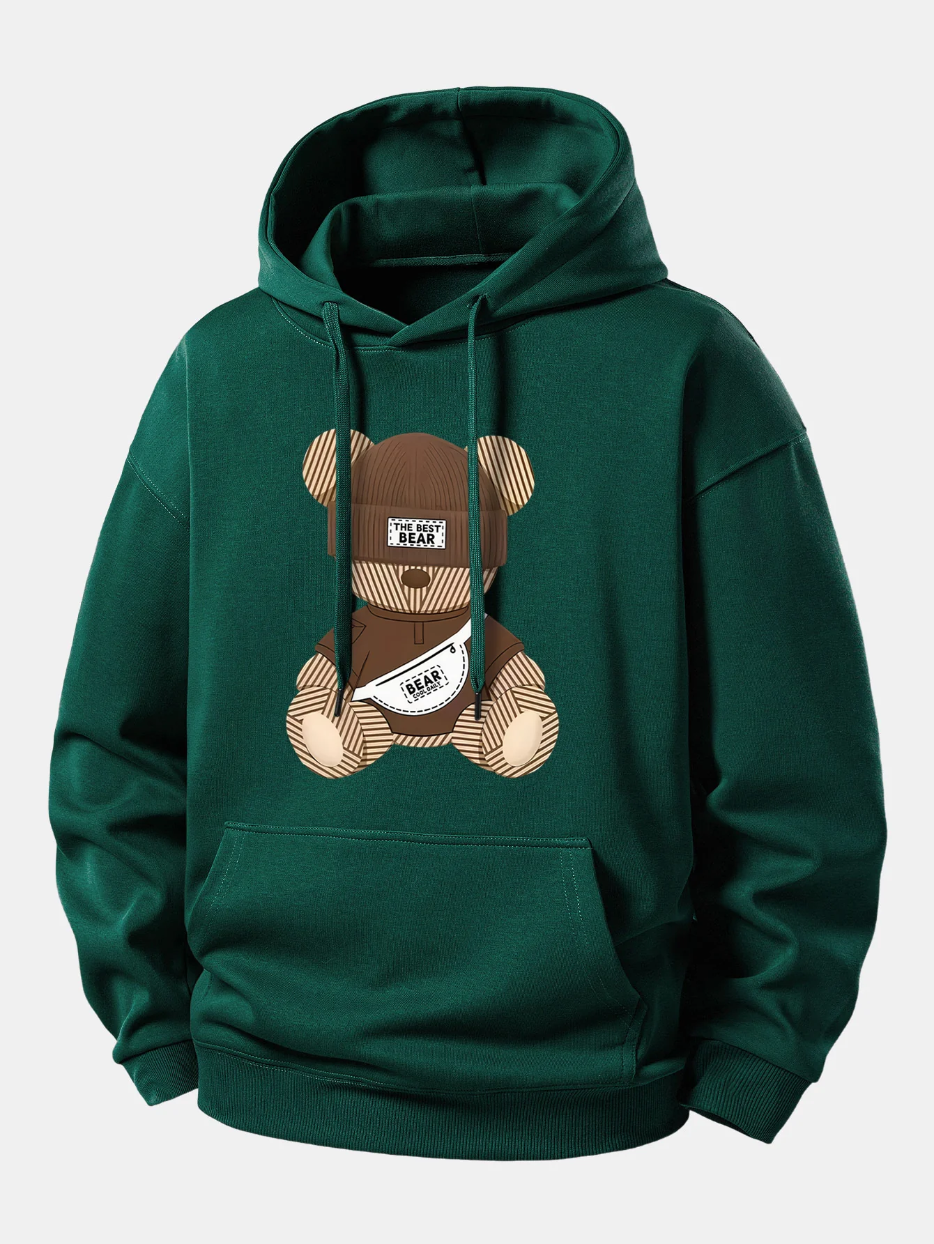 Stripe Bear Print Relax Fit Hoodie - Image 8