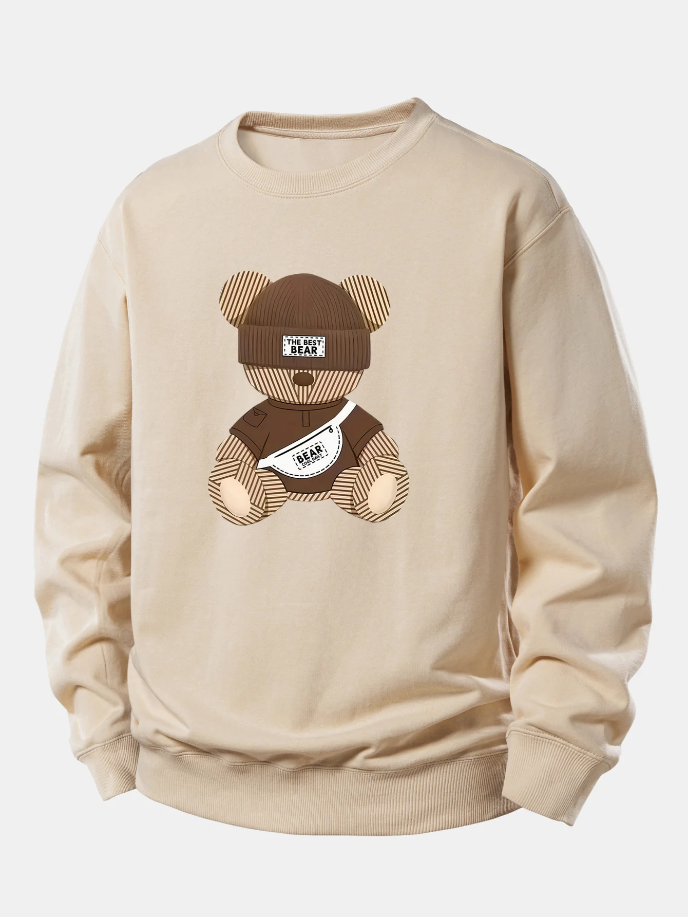 Stripe Bear Print Relax Fit Sweatshirt