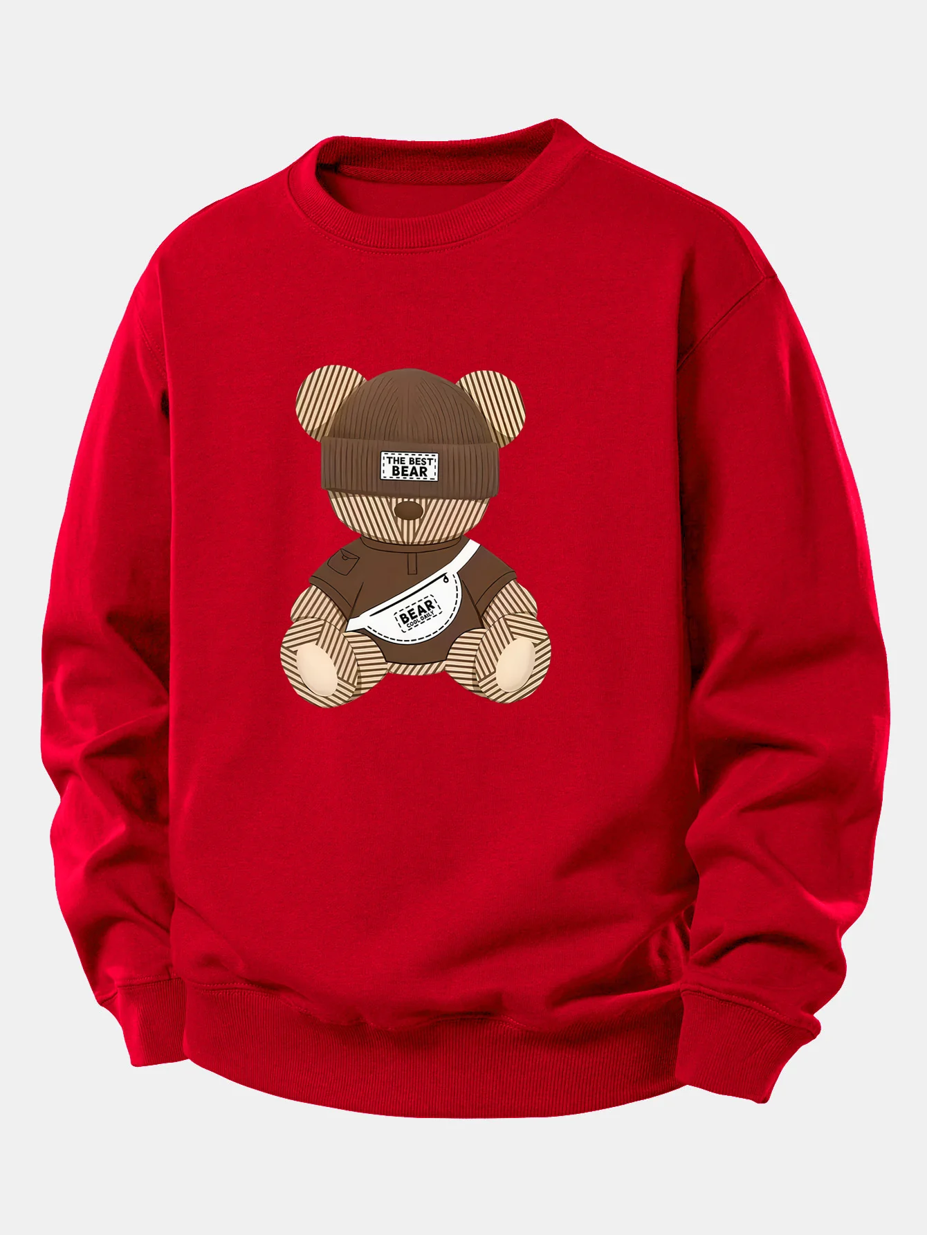Stripe Bear Print Relax Fit Sweatshirt - Image 10