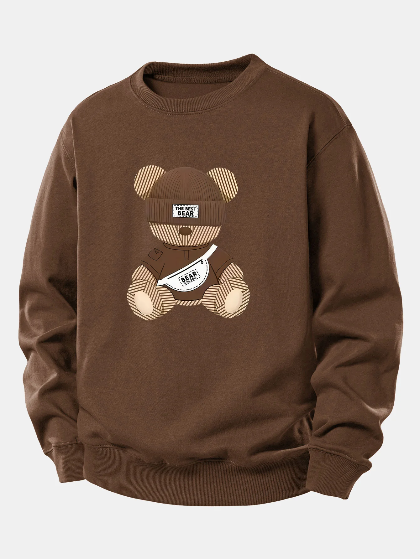 Stripe Bear Print Relax Fit Sweatshirt - Image 2