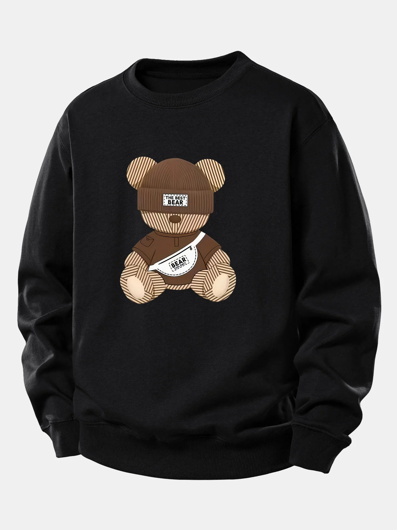 Stripe Bear Print Relax Fit Sweatshirt - Image 3