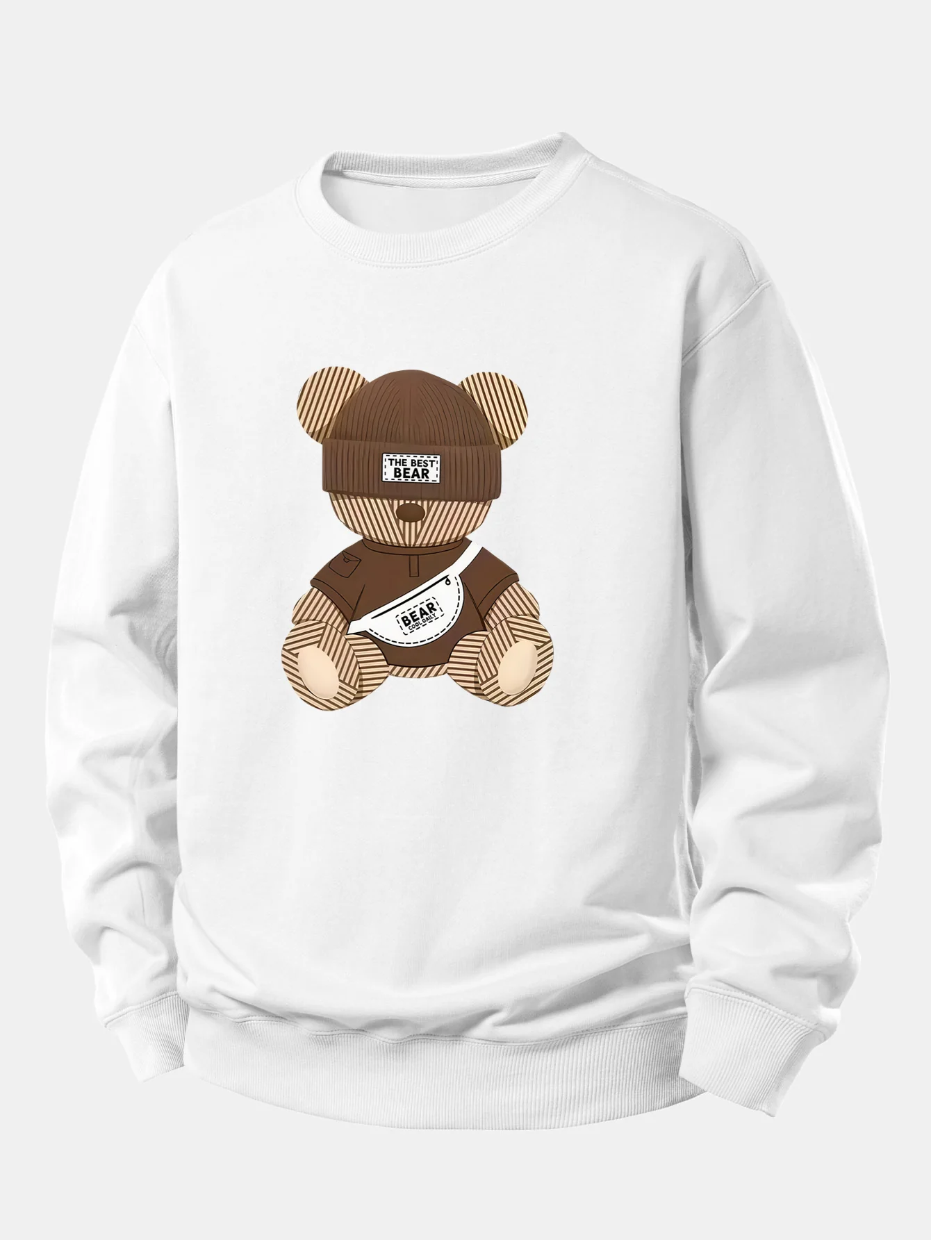 Stripe Bear Print Relax Fit Sweatshirt - Image 4