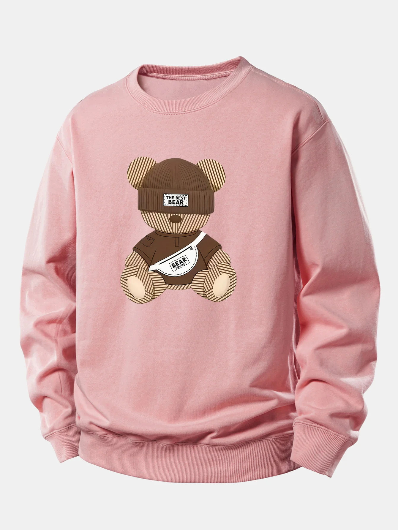 Stripe Bear Print Relax Fit Sweatshirt - Image 5