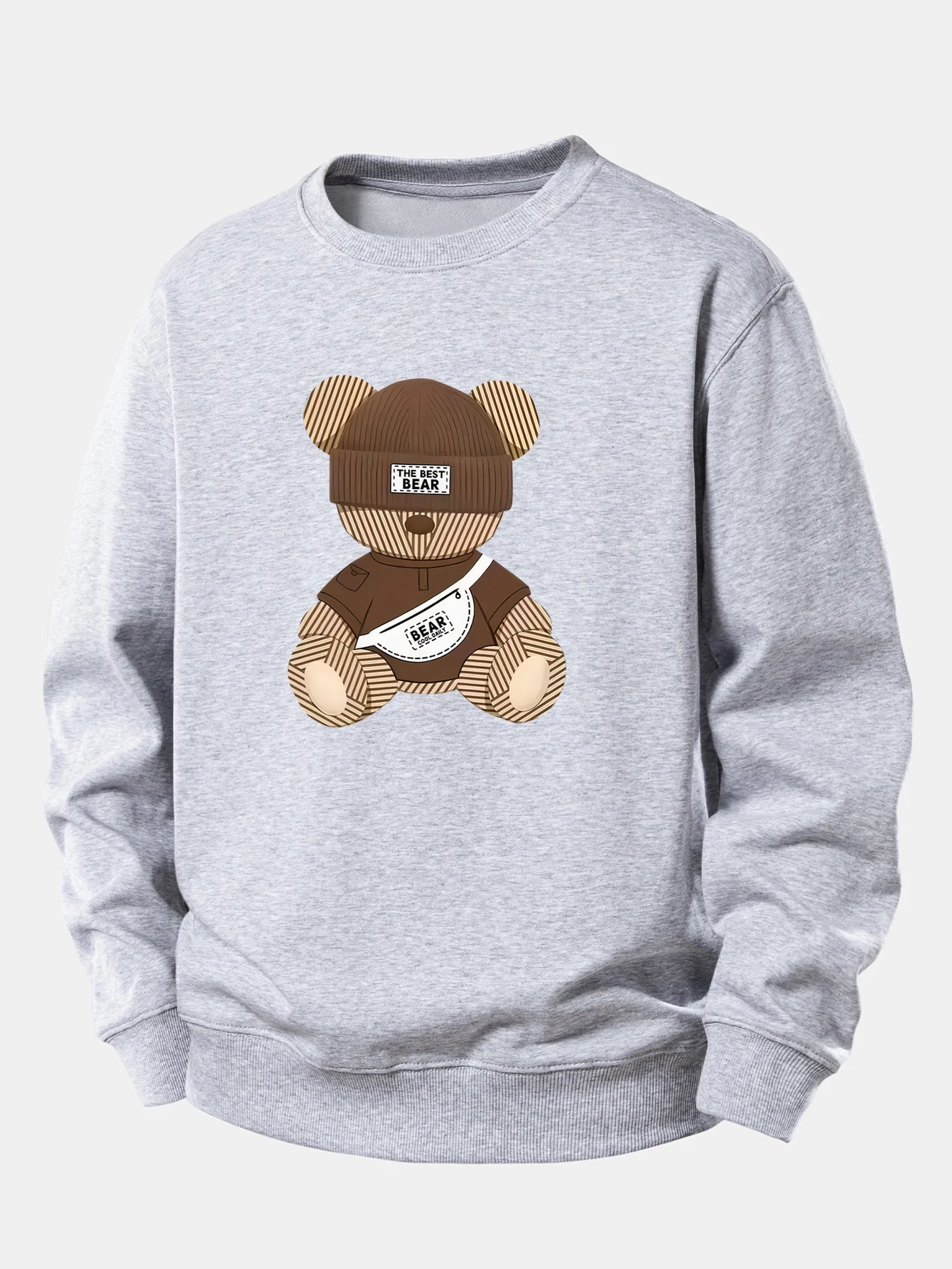 Stripe Bear Print Relax Fit Sweatshirt - Image 6