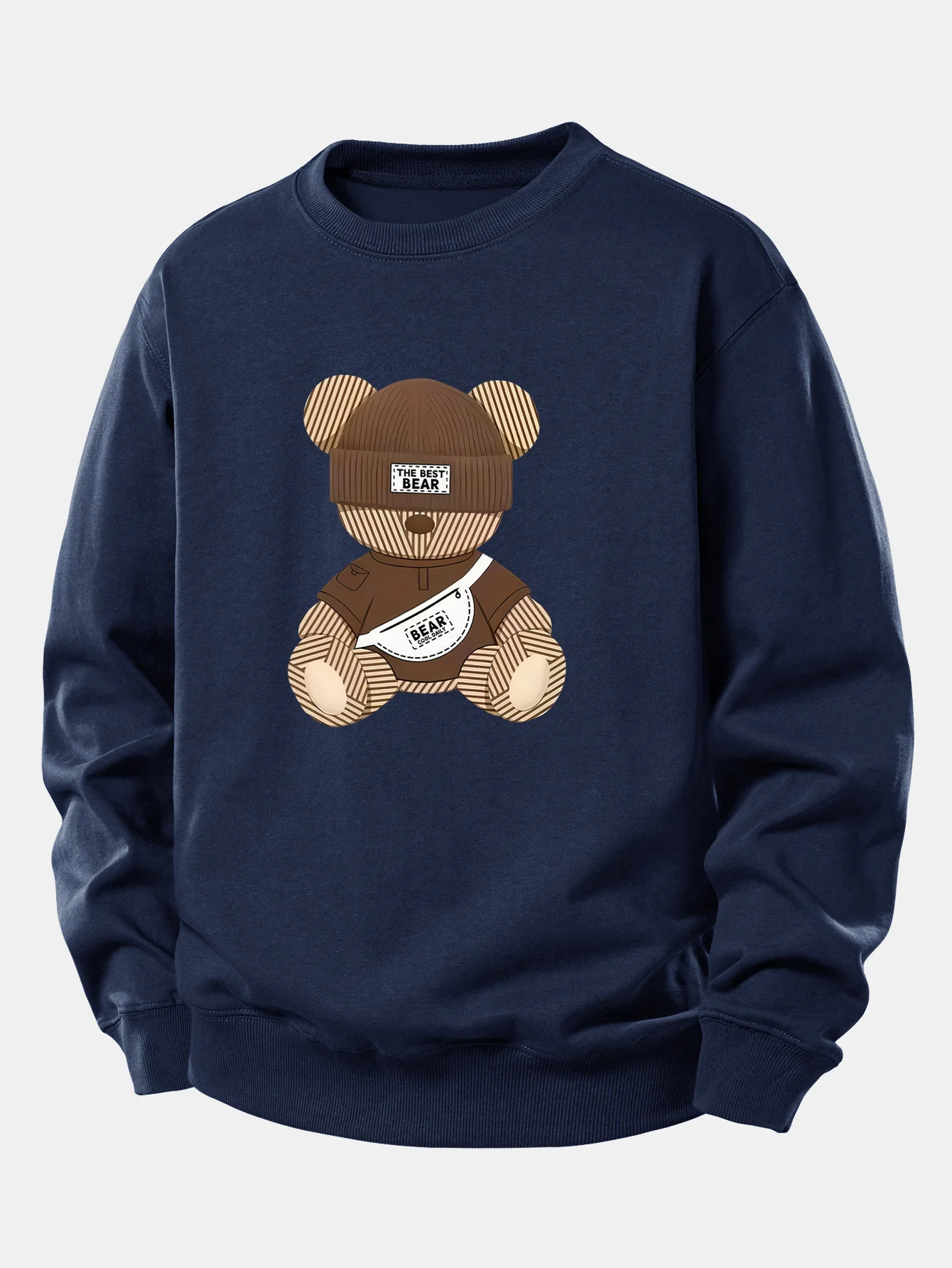 Stripe Bear Print Relax Fit Sweatshirt - Image 7