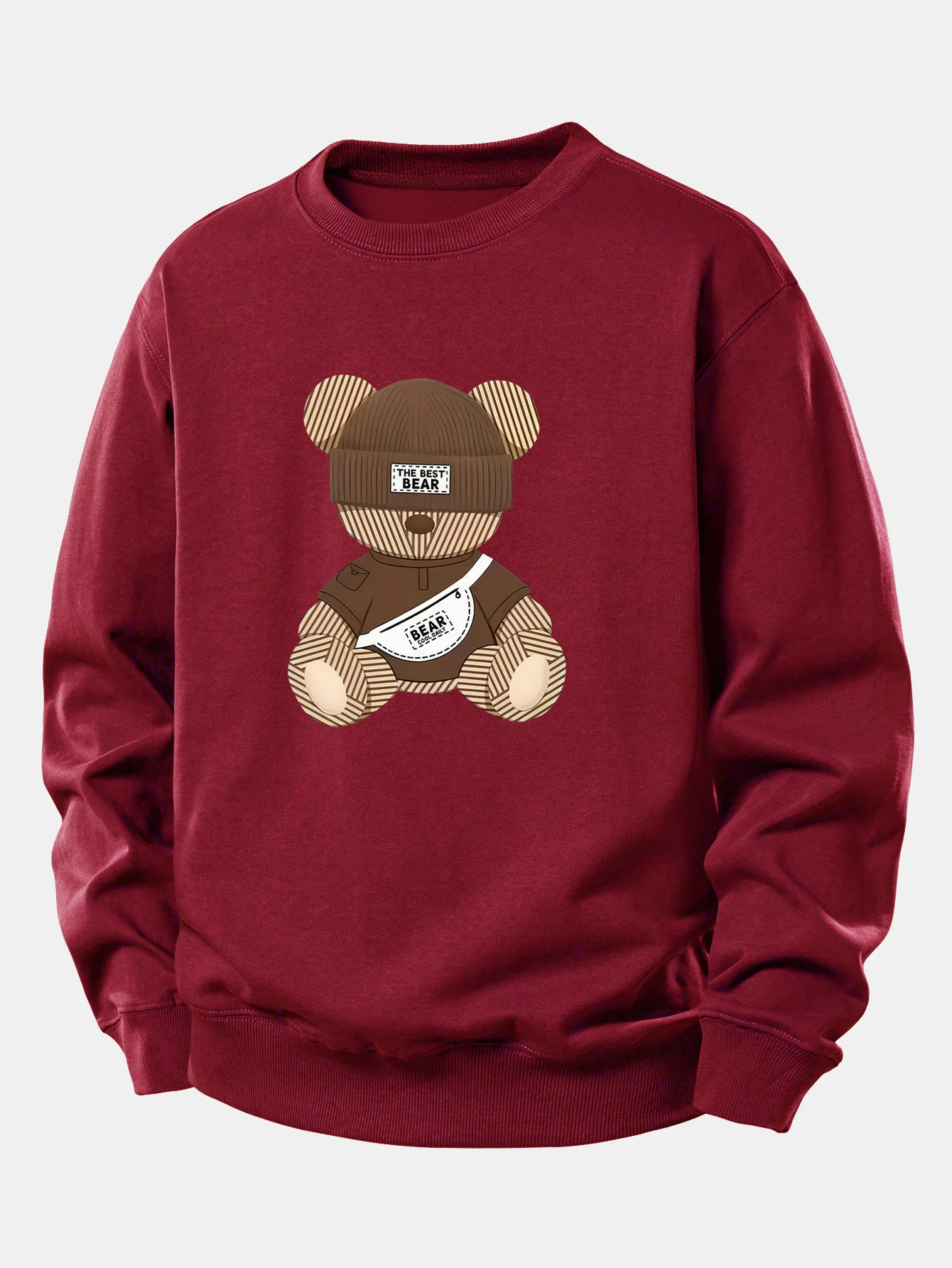 Stripe Bear Print Relax Fit Sweatshirt - Image 8