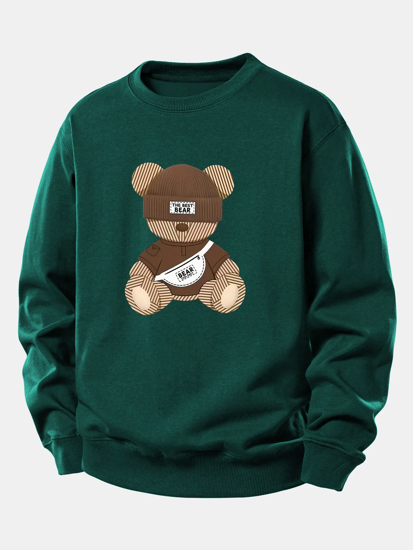 Stripe Bear Print Relax Fit Sweatshirt - Image 9