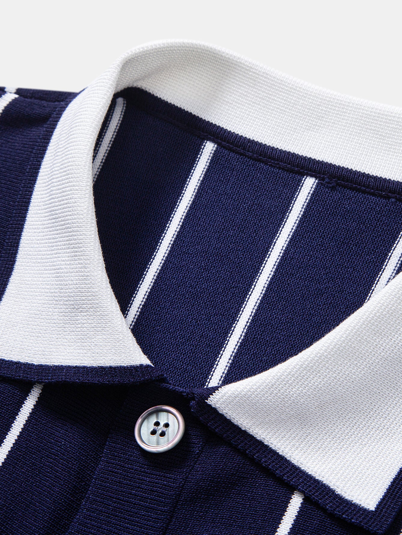 Stripe Button Up Knit Shirt & Elastic Waist Chino Shorts - Image 11