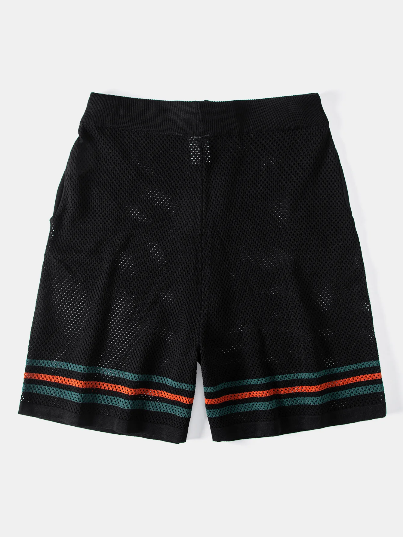 Stripe Button Up Open Knit Shirt & Drawstring Shorts - Image 5