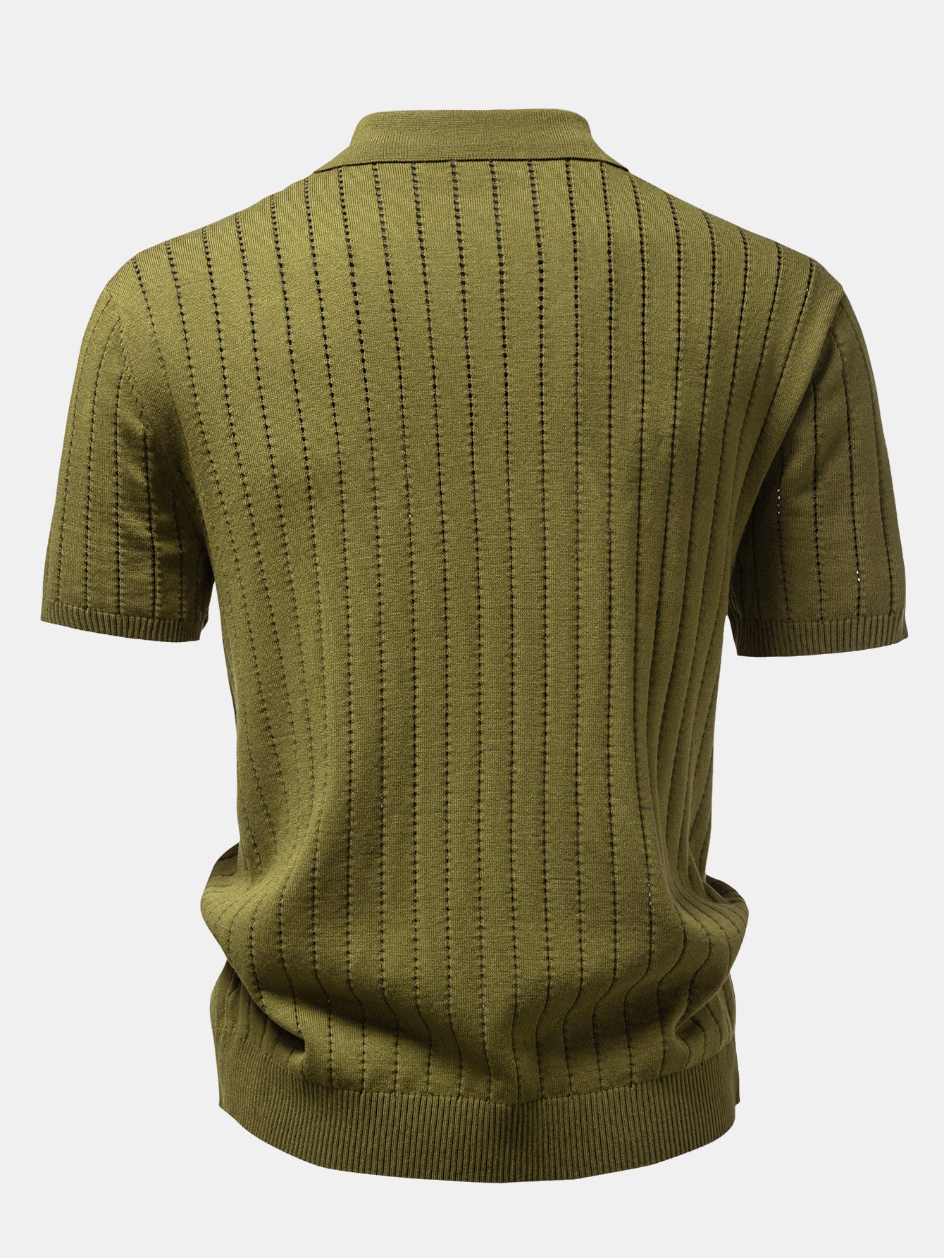 Stripe Button Up Open Knit Shirt - Image 10
