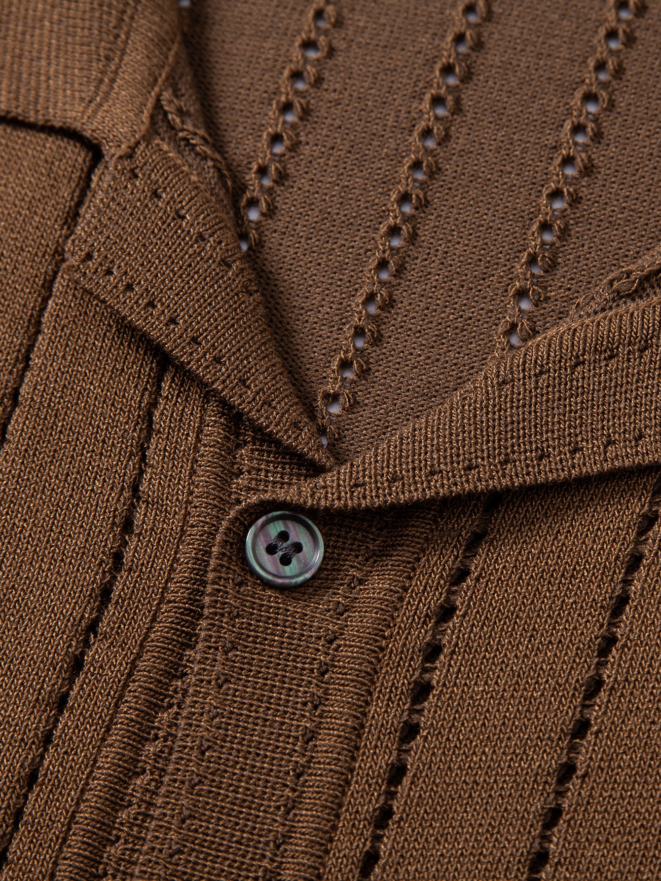 Stripe Button Up Open Knit Shirt - Image 12