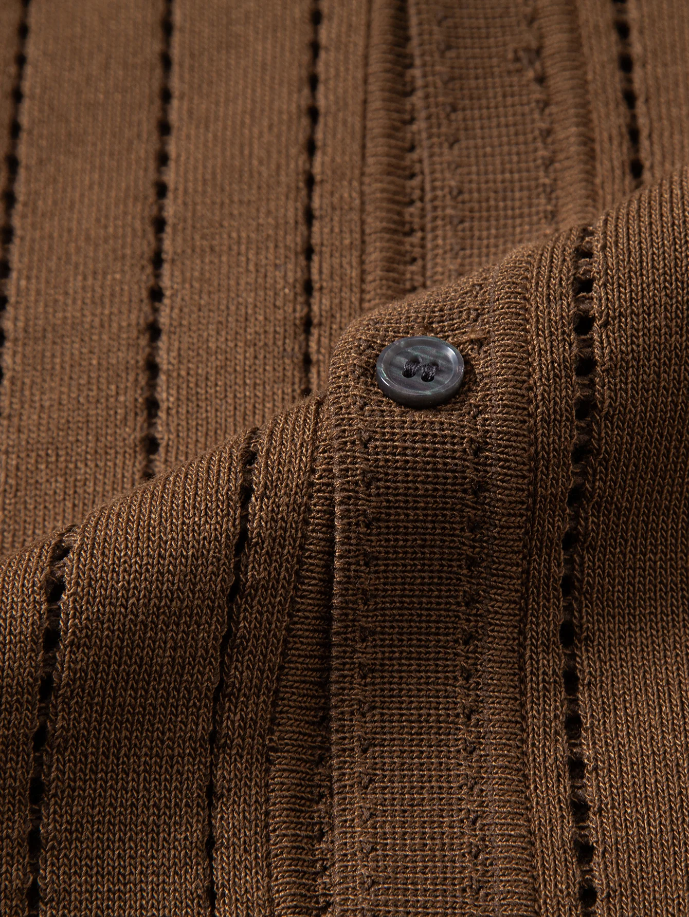 Stripe Button Up Open Knit Shirt - Image 16