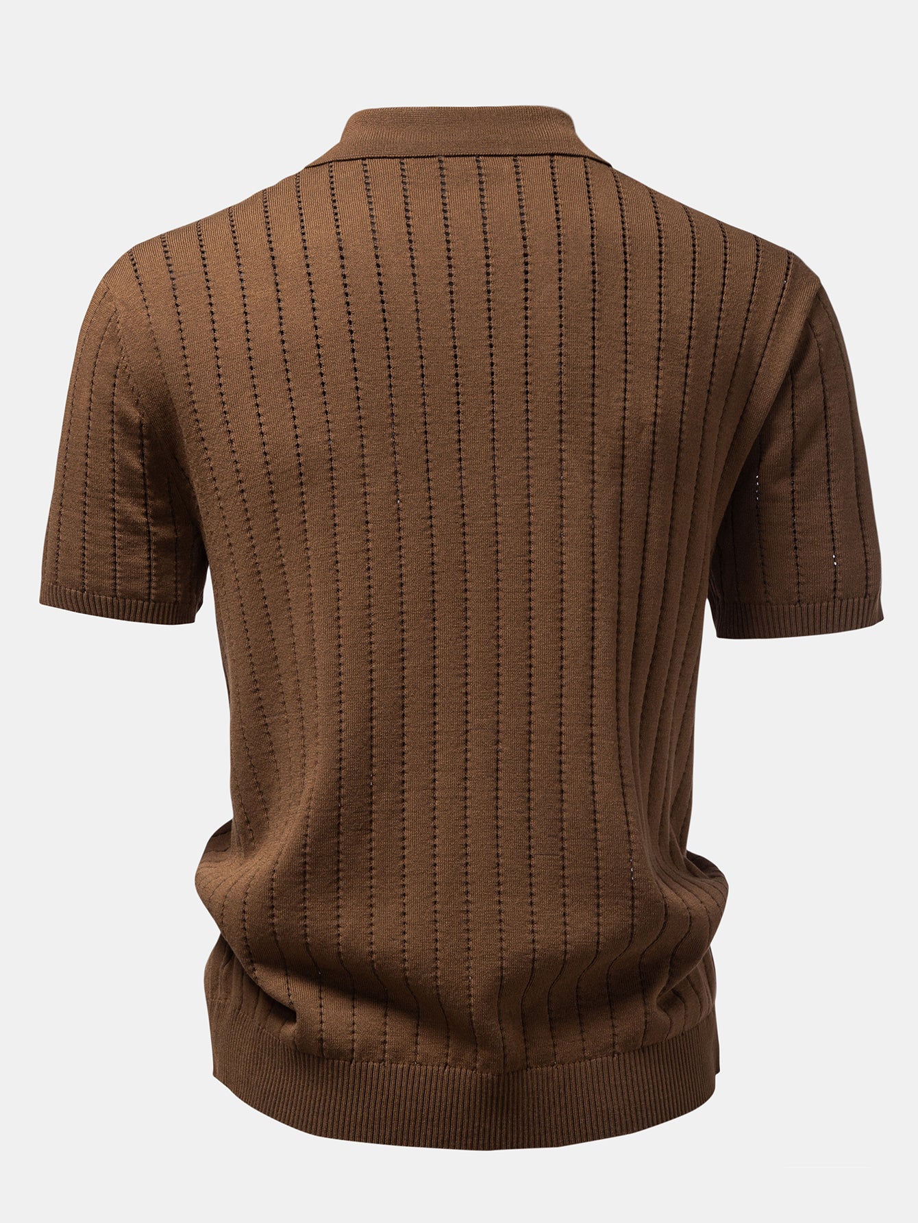 Stripe Button Up Open Knit Shirt - Image 2