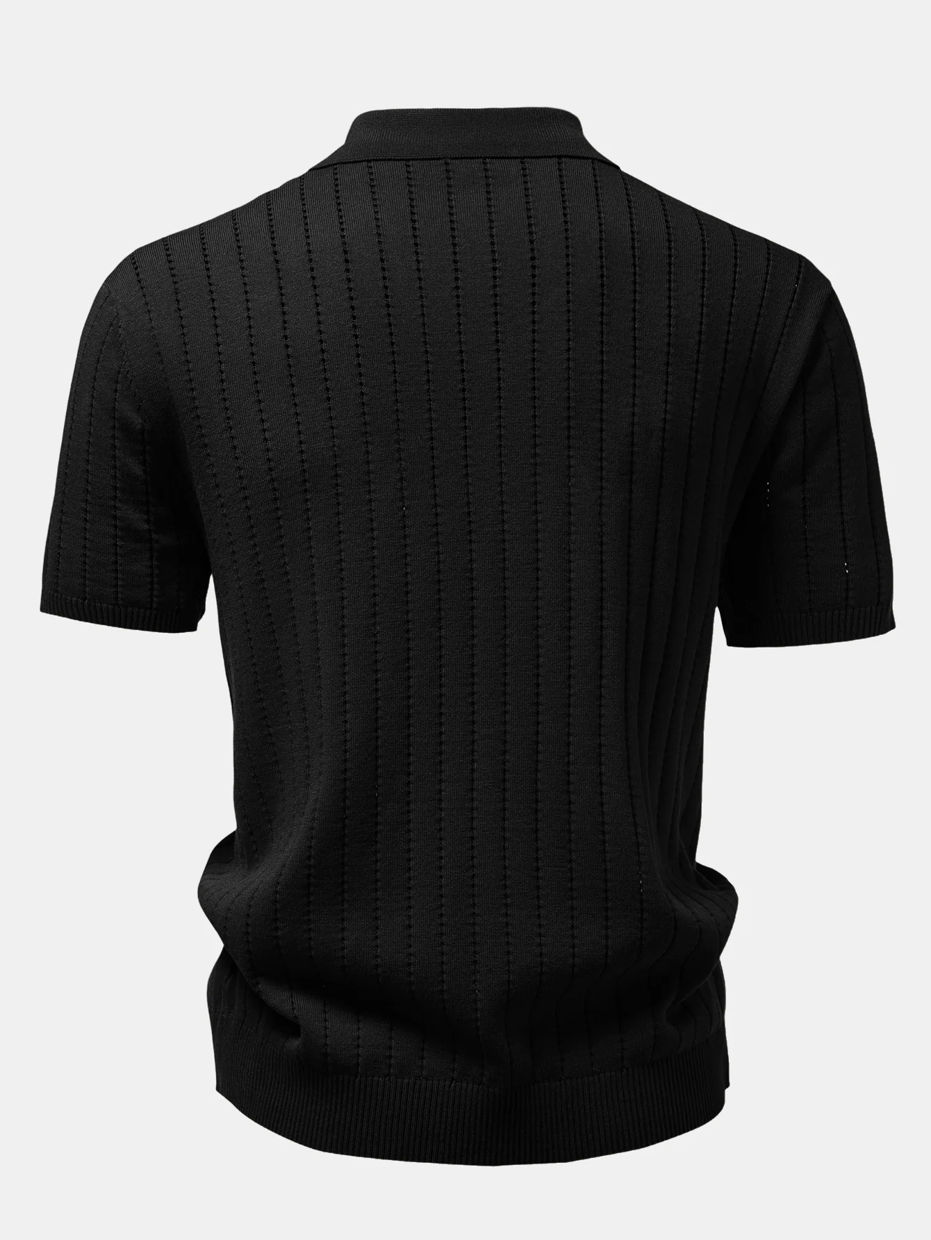 Stripe Button Up Open Knit Shirt - Image 4