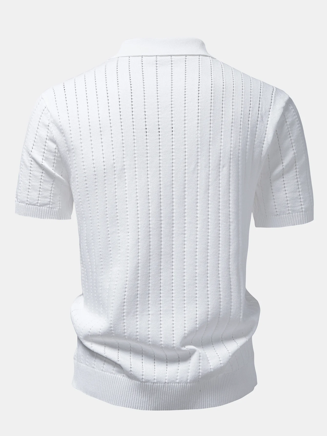 Stripe Button Up Open Knit Shirt - Image 6