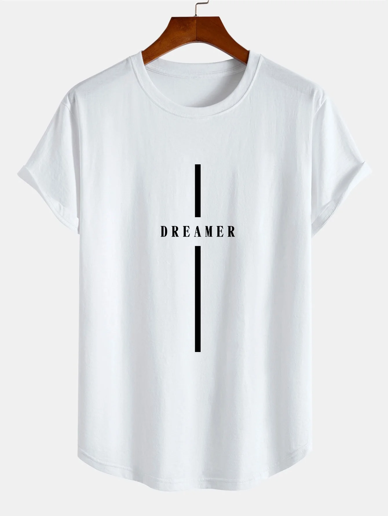 Stripe Dreamer Print Baumwolle Bogen Saum T-Shirt - Image 2