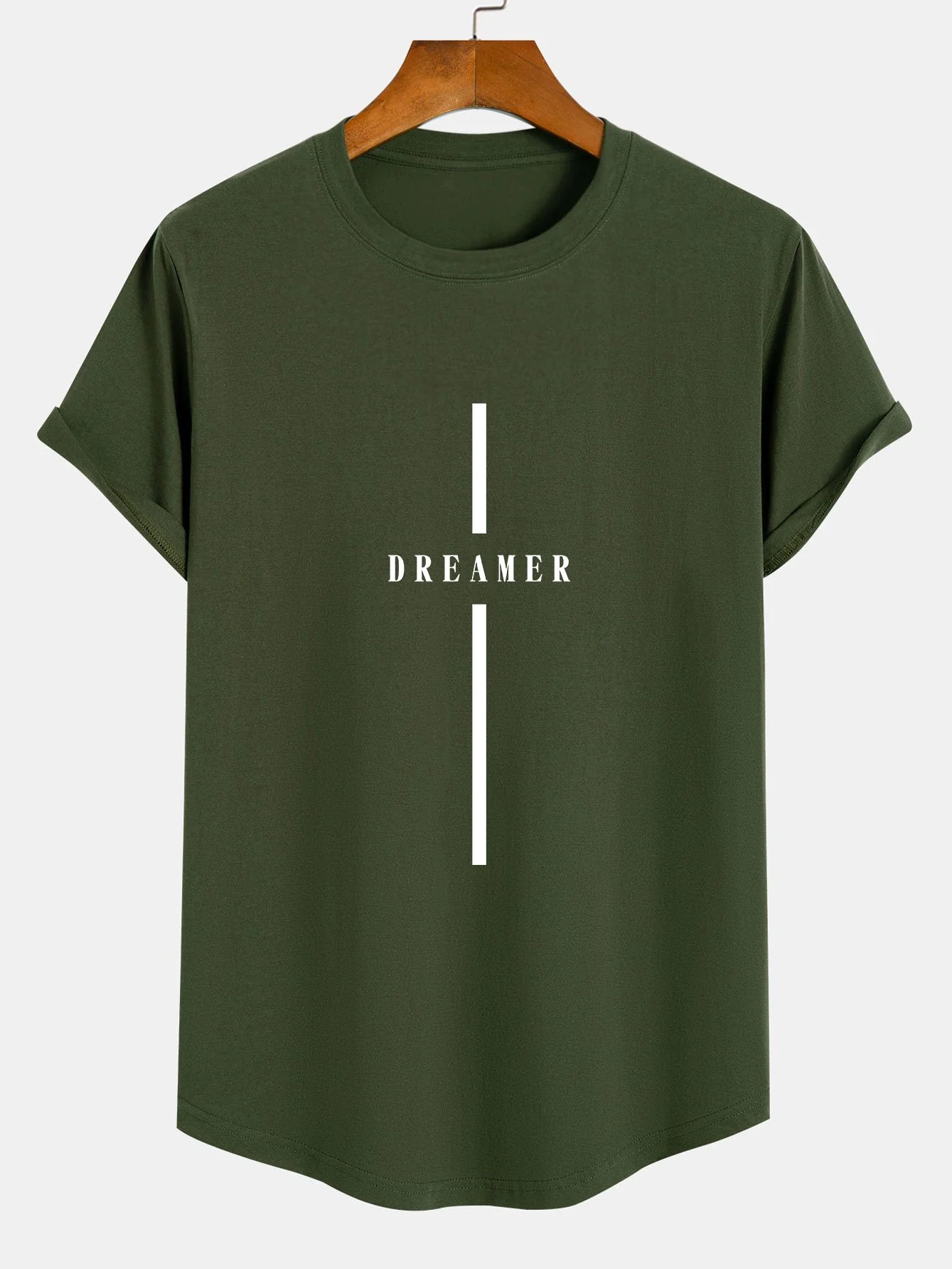 Stripe Dreamer Print Baumwolle Bogen Saum T-Shirt - Image 5