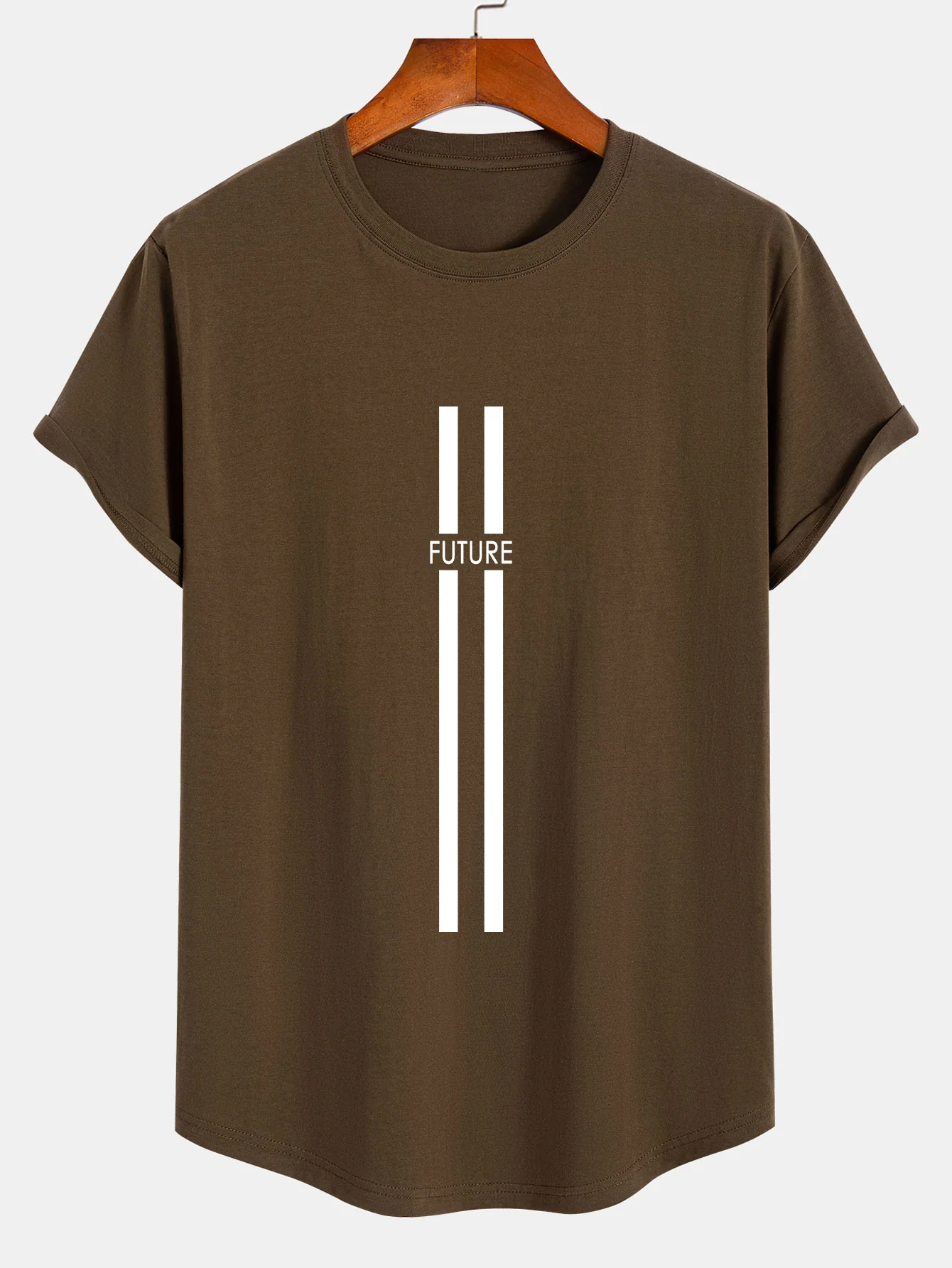 Stripe Future Print Baumwoll T-Shirt mit abgerundetem Saum - Image 4