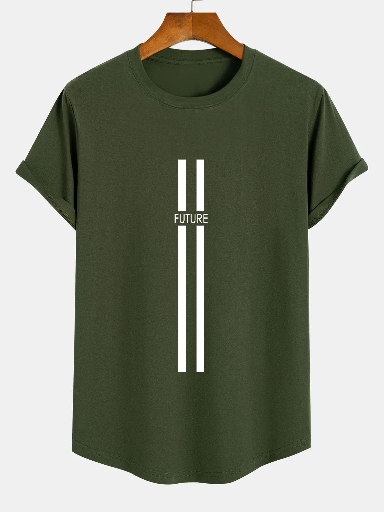 Stripe Future Print Baumwoll T-Shirt mit abgerundetem Saum - Image 5