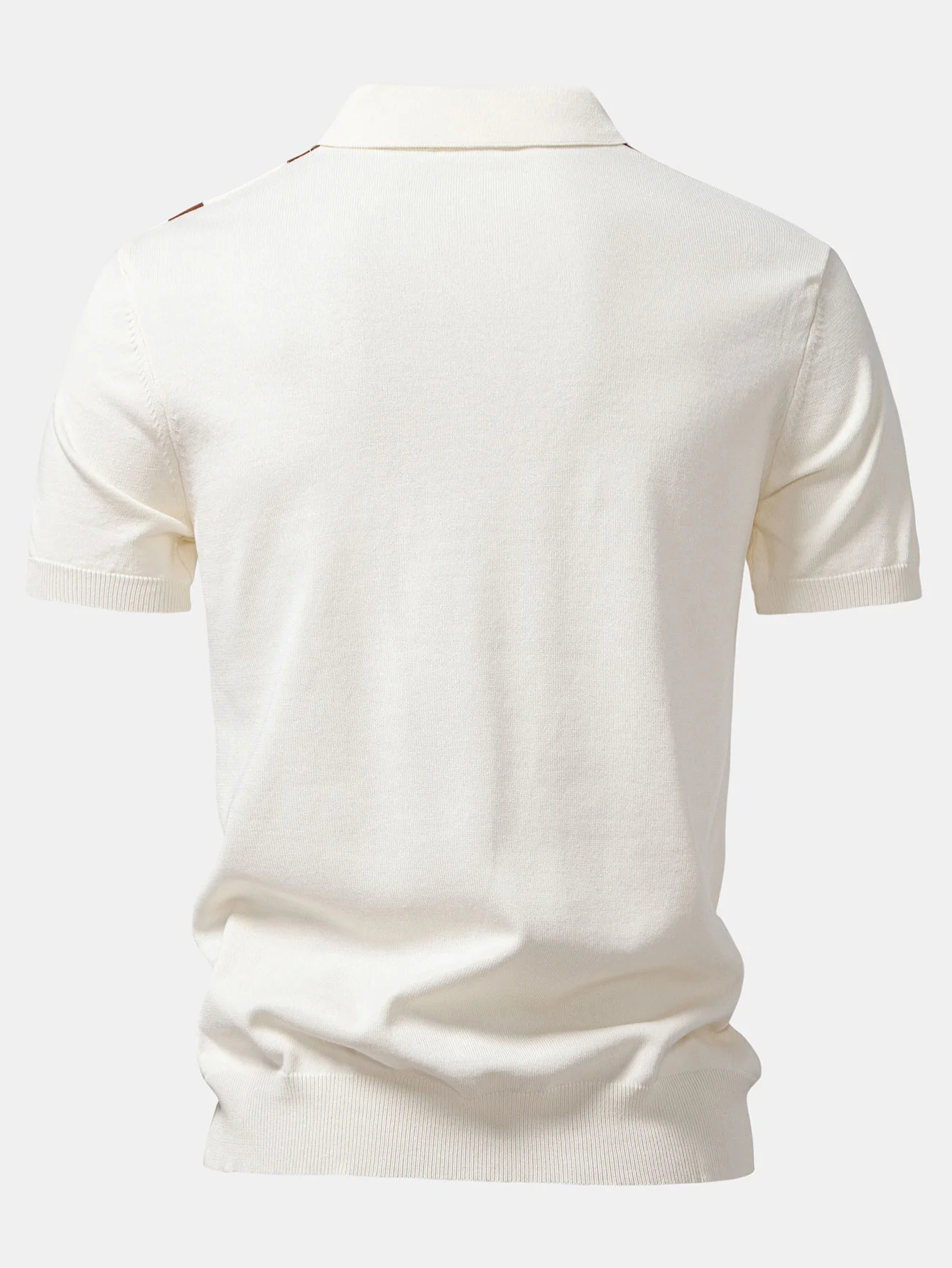 Gestreiftes geometrisches Jacquard gestricktes Poloshirts & Baumwoll Chino Shorts - Image 6