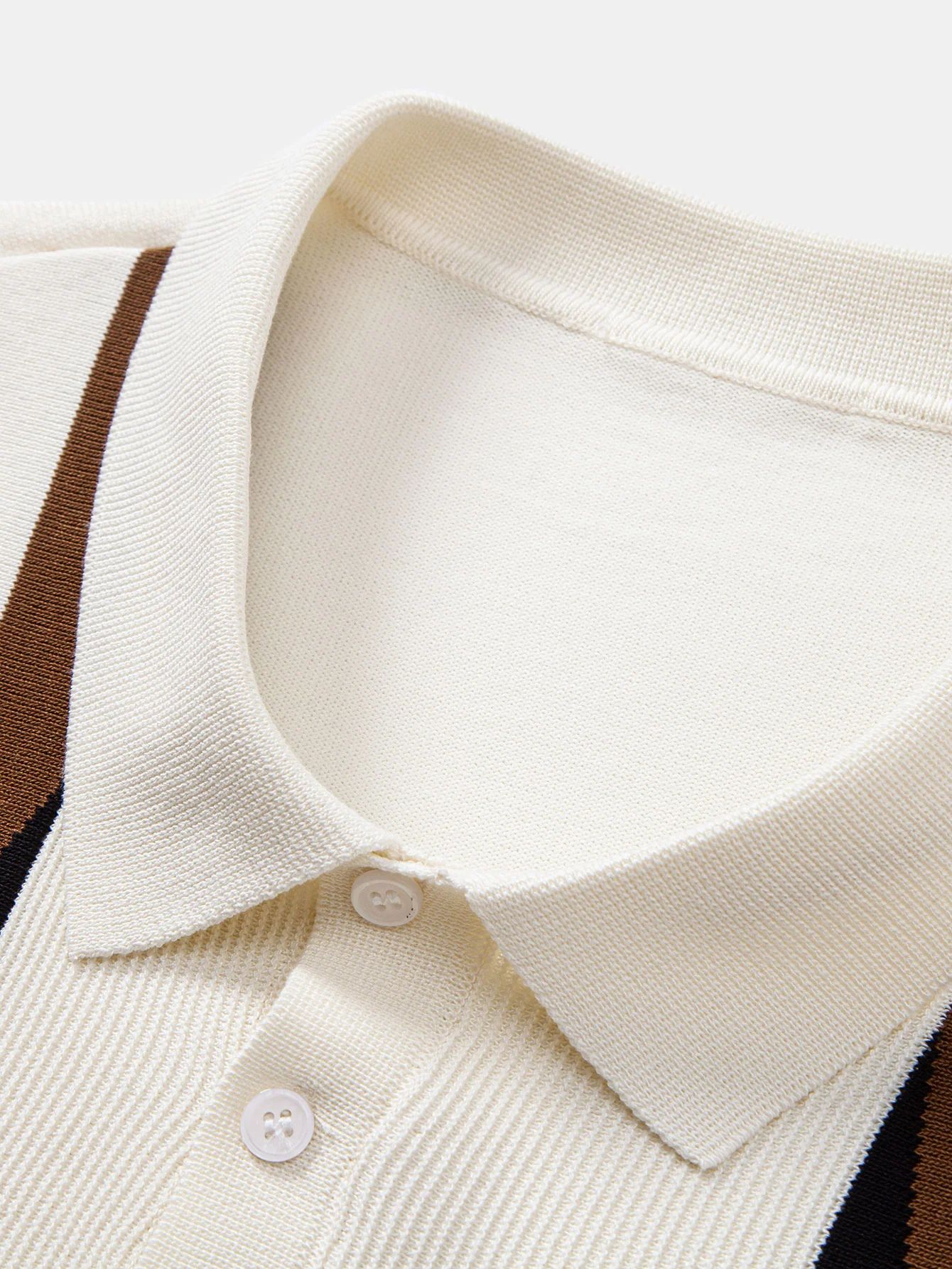 Gestreiftes geometrisches Jacquard gestricktes Poloshirts & Baumwoll Chino Shorts - Image 12