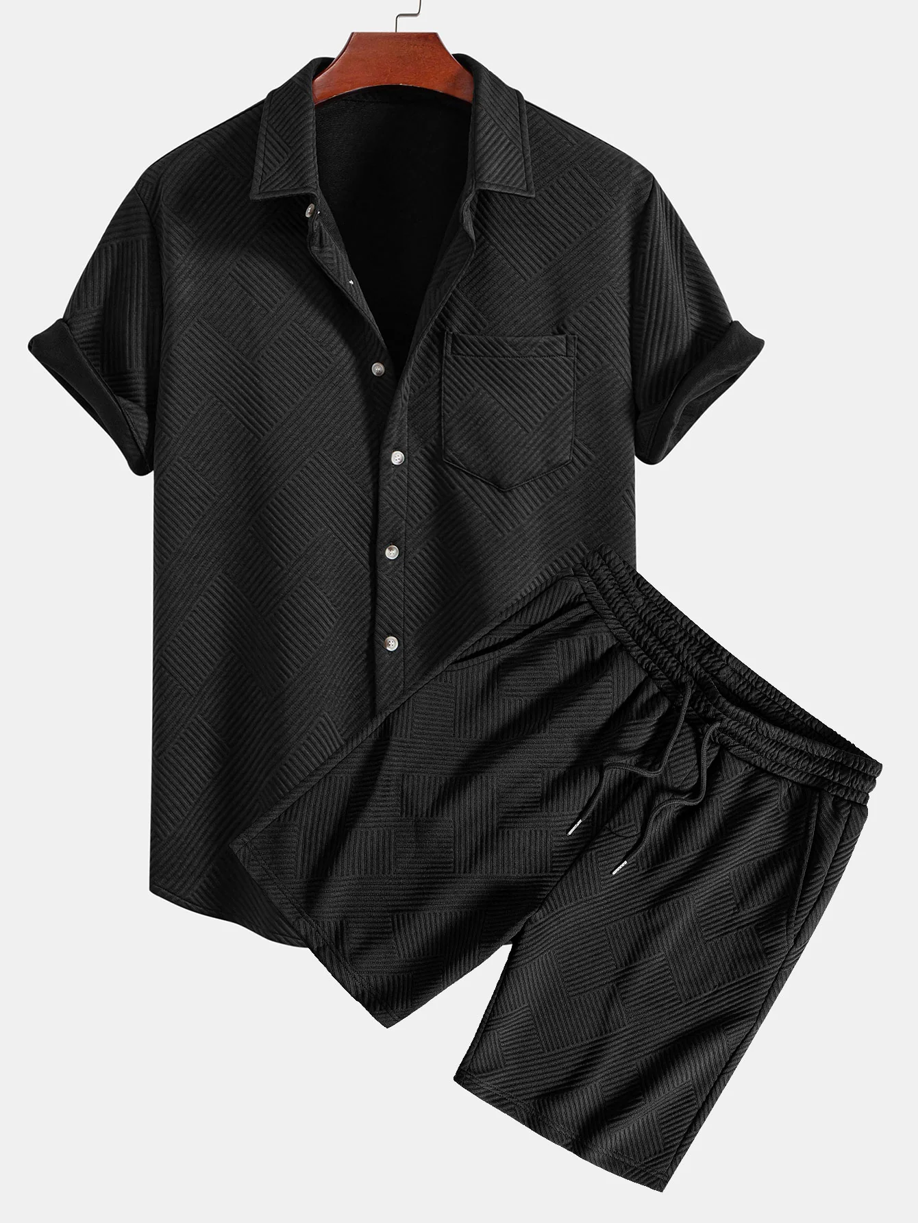 Streifen Jacquard Button-Up Hemd & Shorts - Image 2