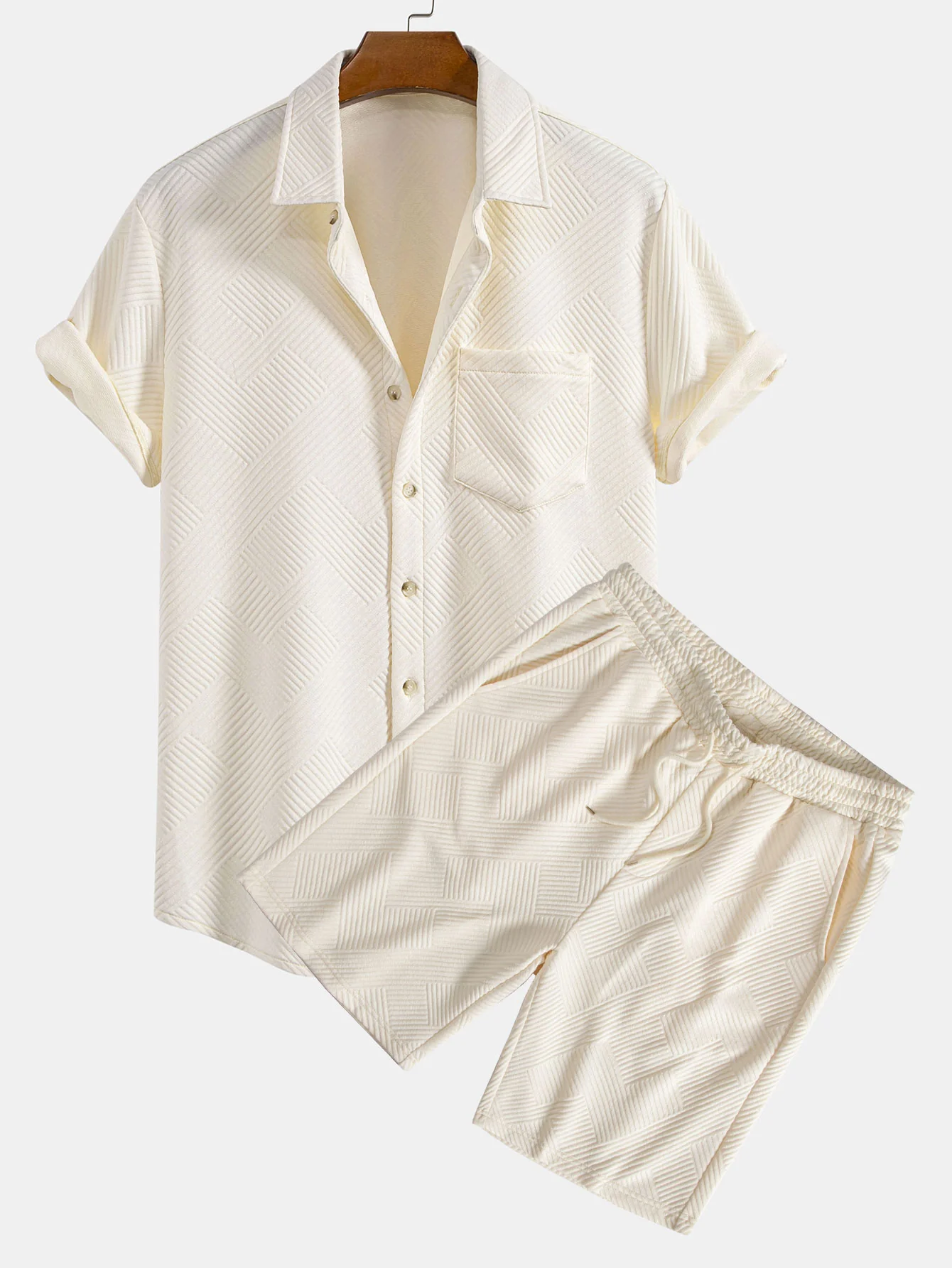 Streifen Jacquard Button-Up Hemd & Shorts - Image 3
