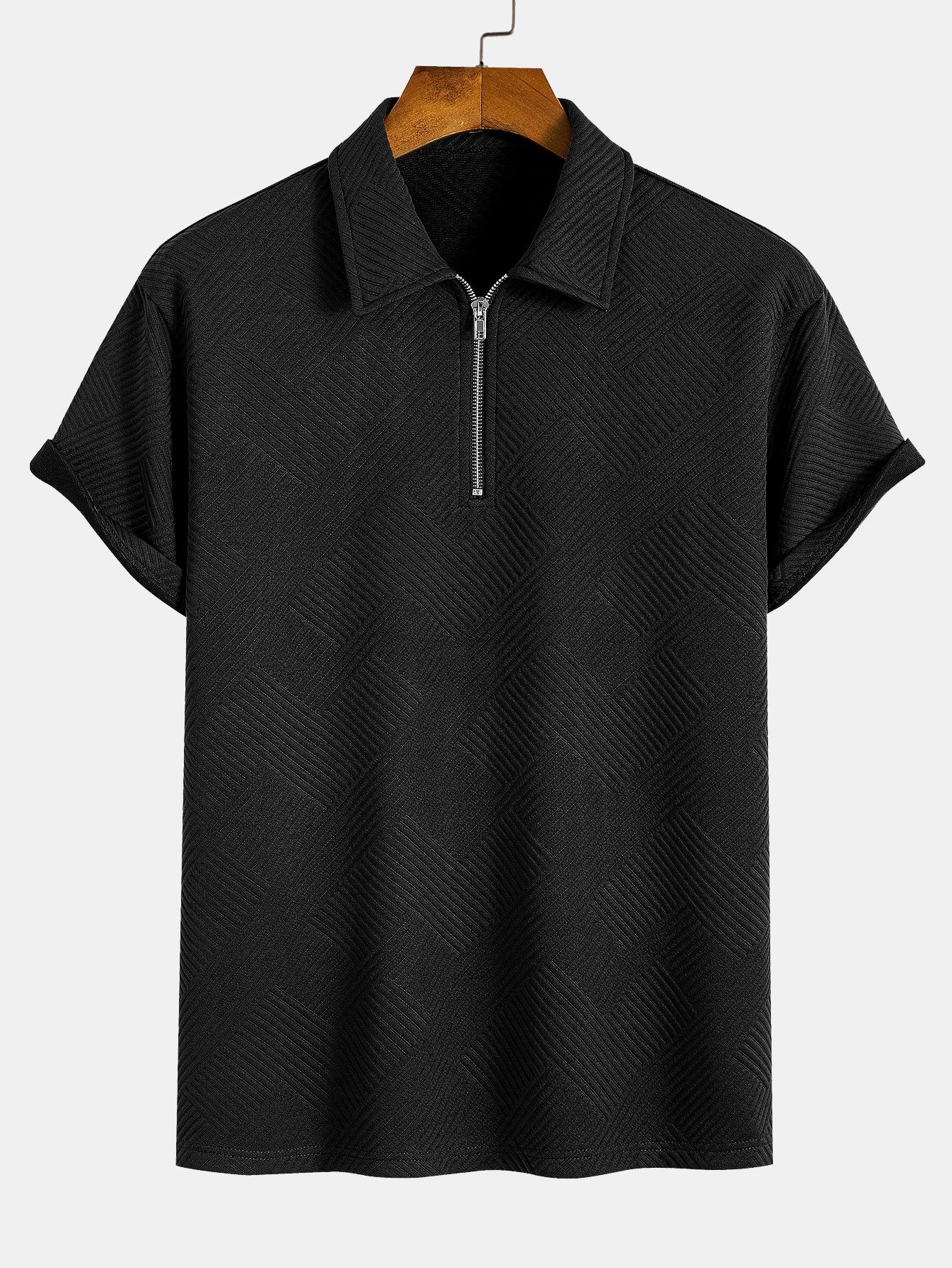 Streifen Jacquard Zip-Up Polo - Image 5