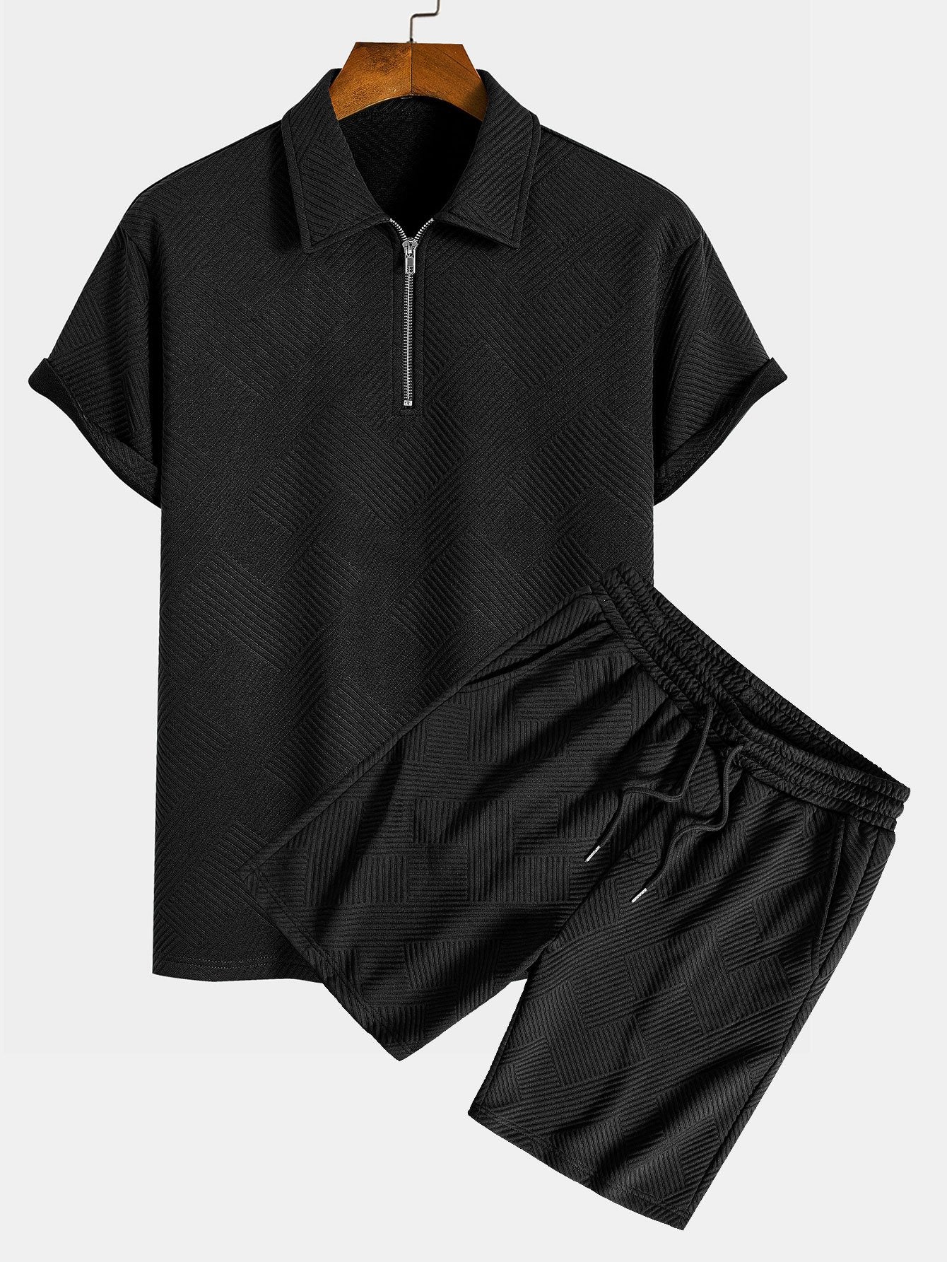 Streifen Jacquard Zip-Up Polo & Shorts - Image 3
