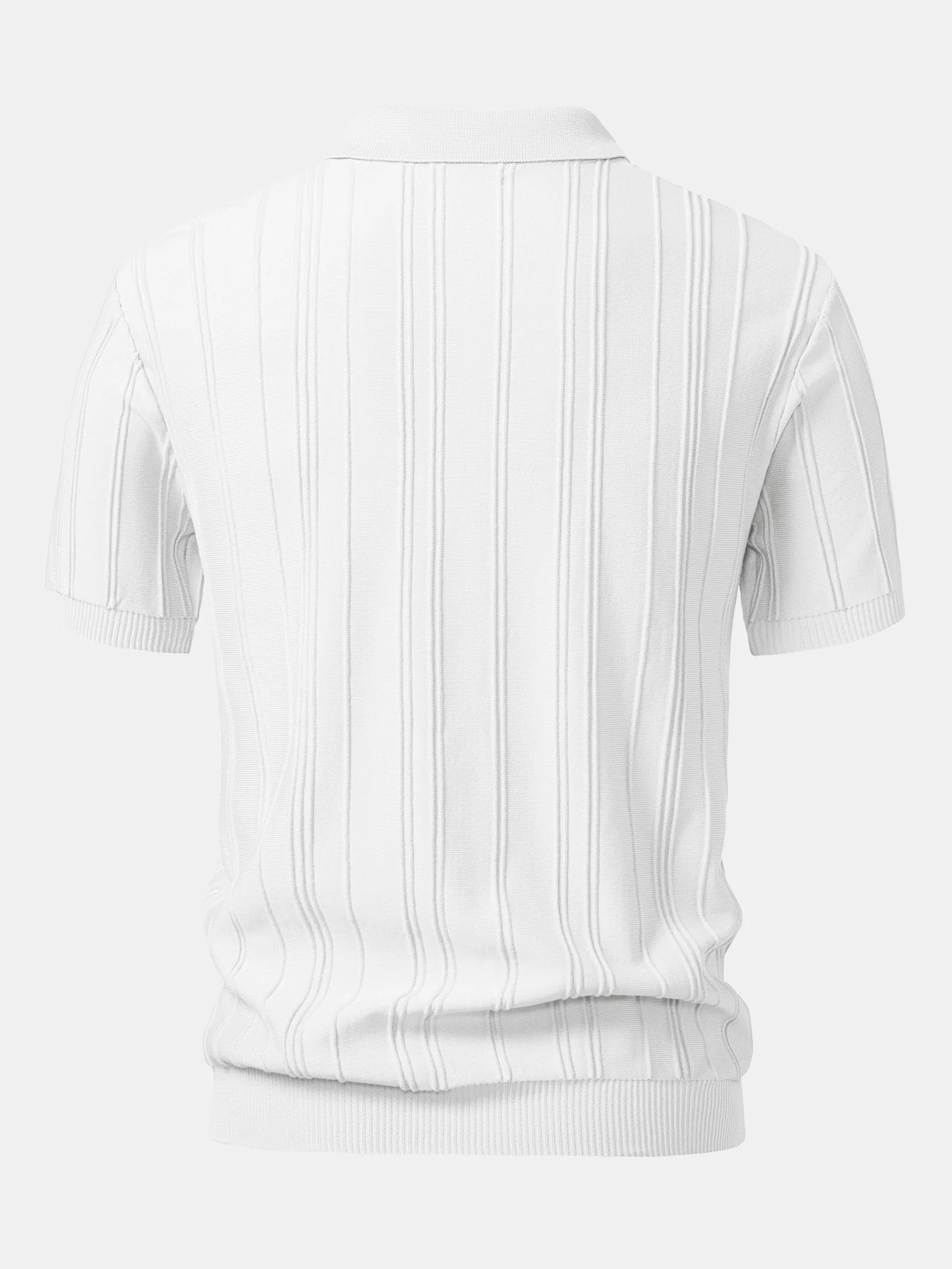 Stripe Jacquard Reißverschluss Strick Polohemd - Image 10