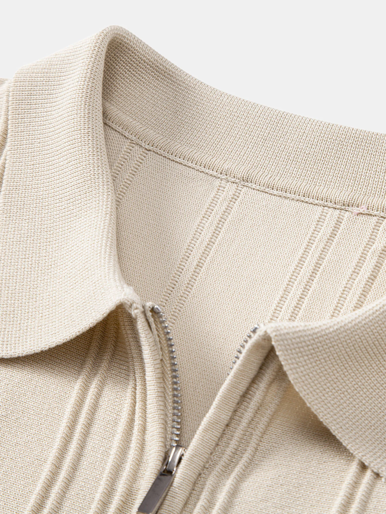 Stripe Jacquard Reißverschluss Strick Polohemd - Image 11