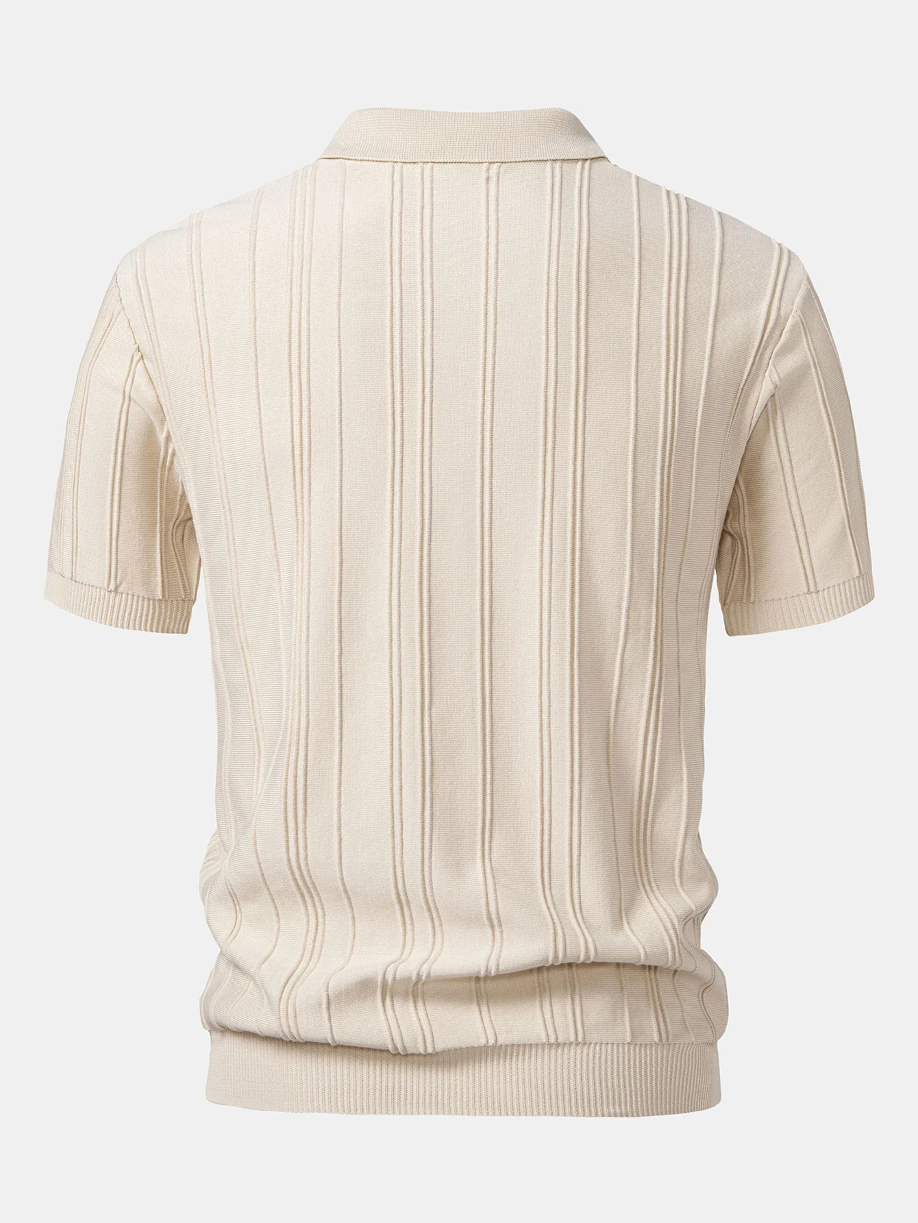 Stripe Jacquard Reißverschluss Strick Polohemd - Image 2