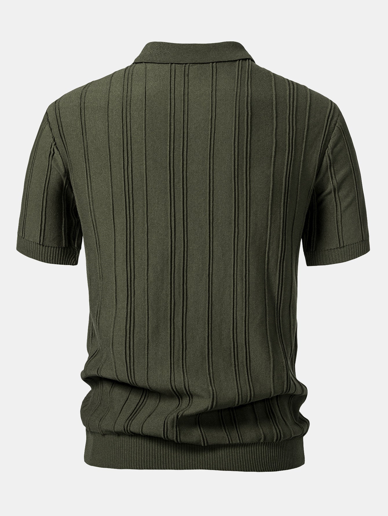 Stripe Jacquard Reißverschluss Strick Polohemd - Image 4