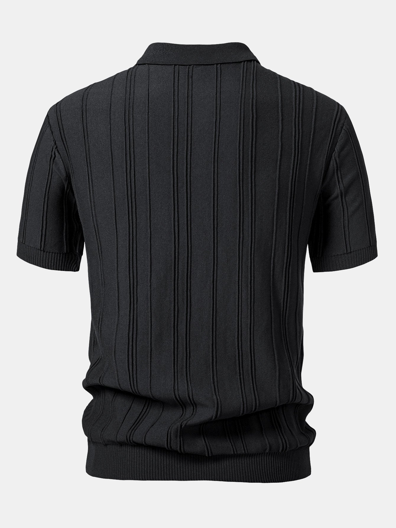 Stripe Jacquard Reißverschluss Strick Polohemd - Image 6