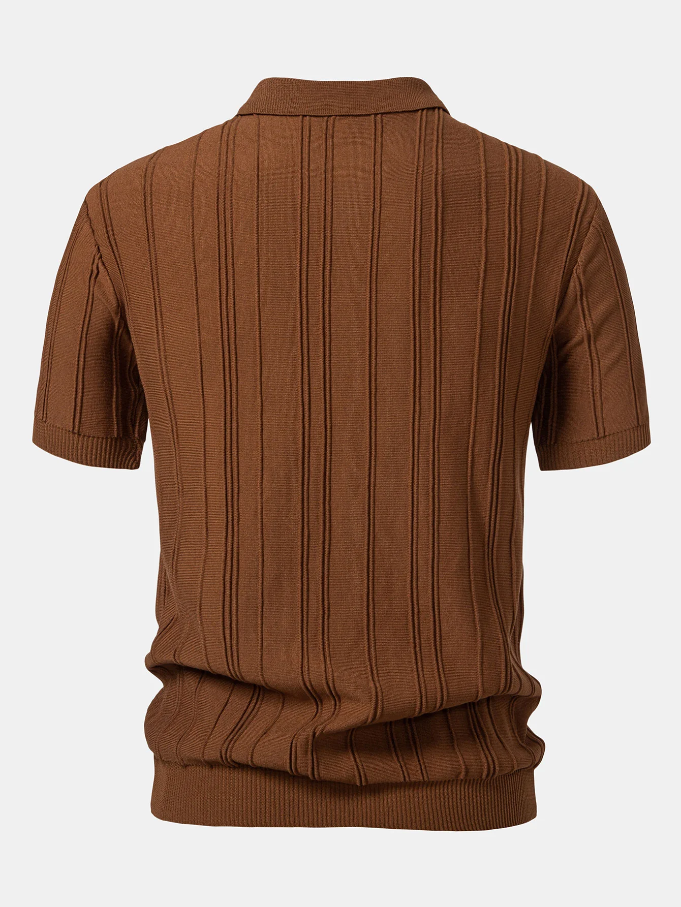 Stripe Jacquard Reißverschluss Strick Polohemd - Image 8