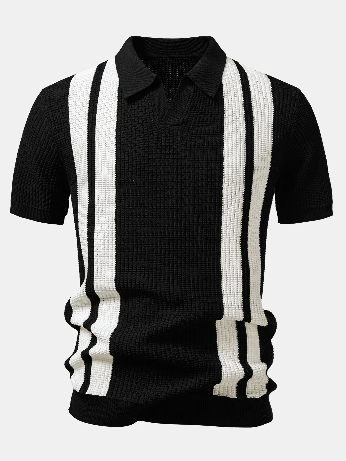Stripe Johnny Collar Knit Polo - Image 5