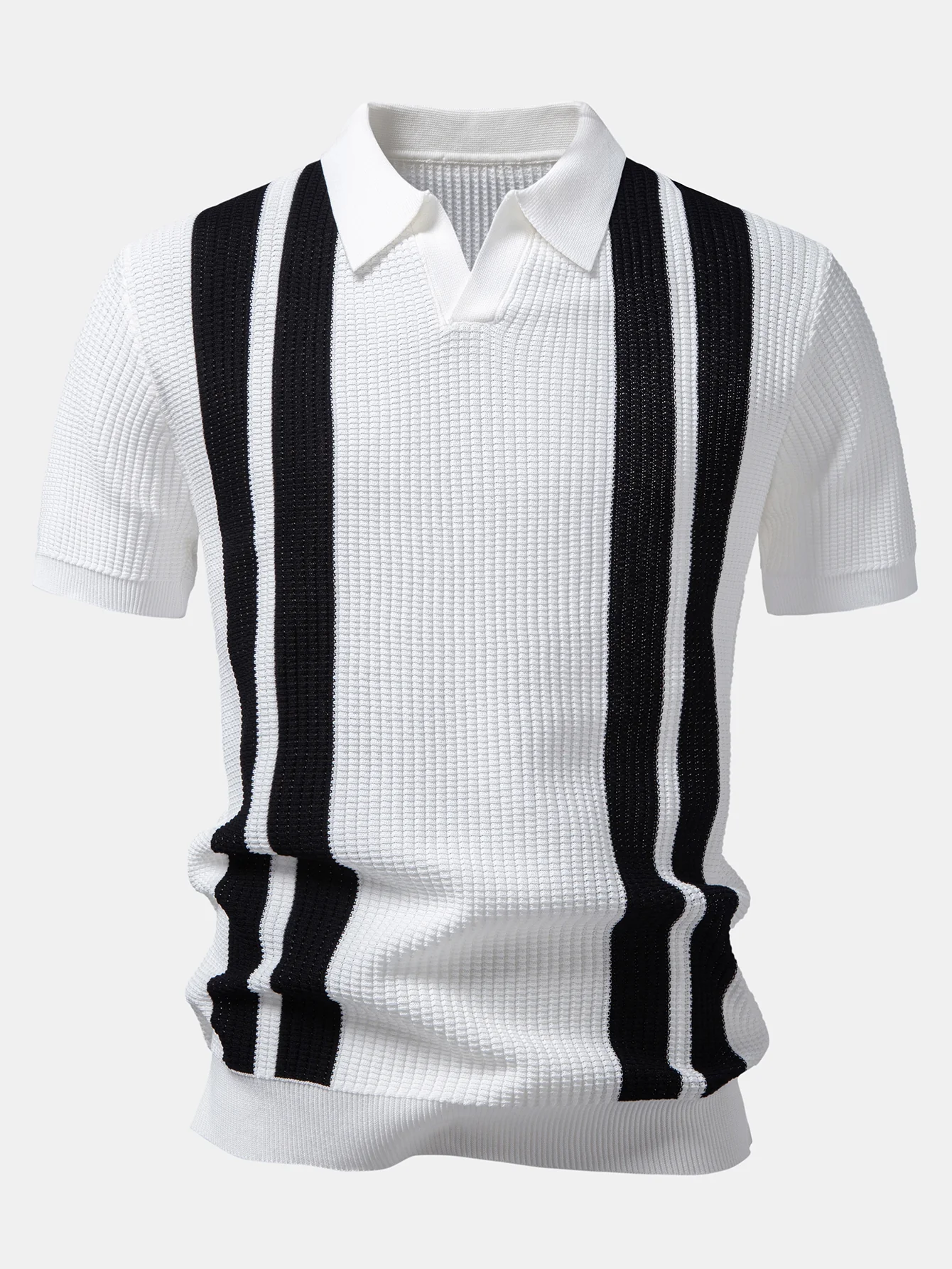 Stripe Johnny Collar Knit Polo - Image 7