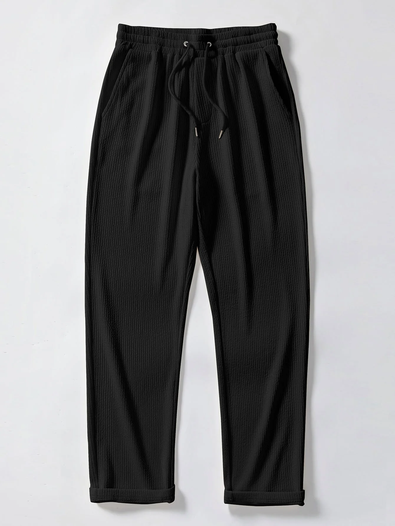 Stripe Johnny Collar Knit Polo & Straight Leg Ribbed Pants - Image 13