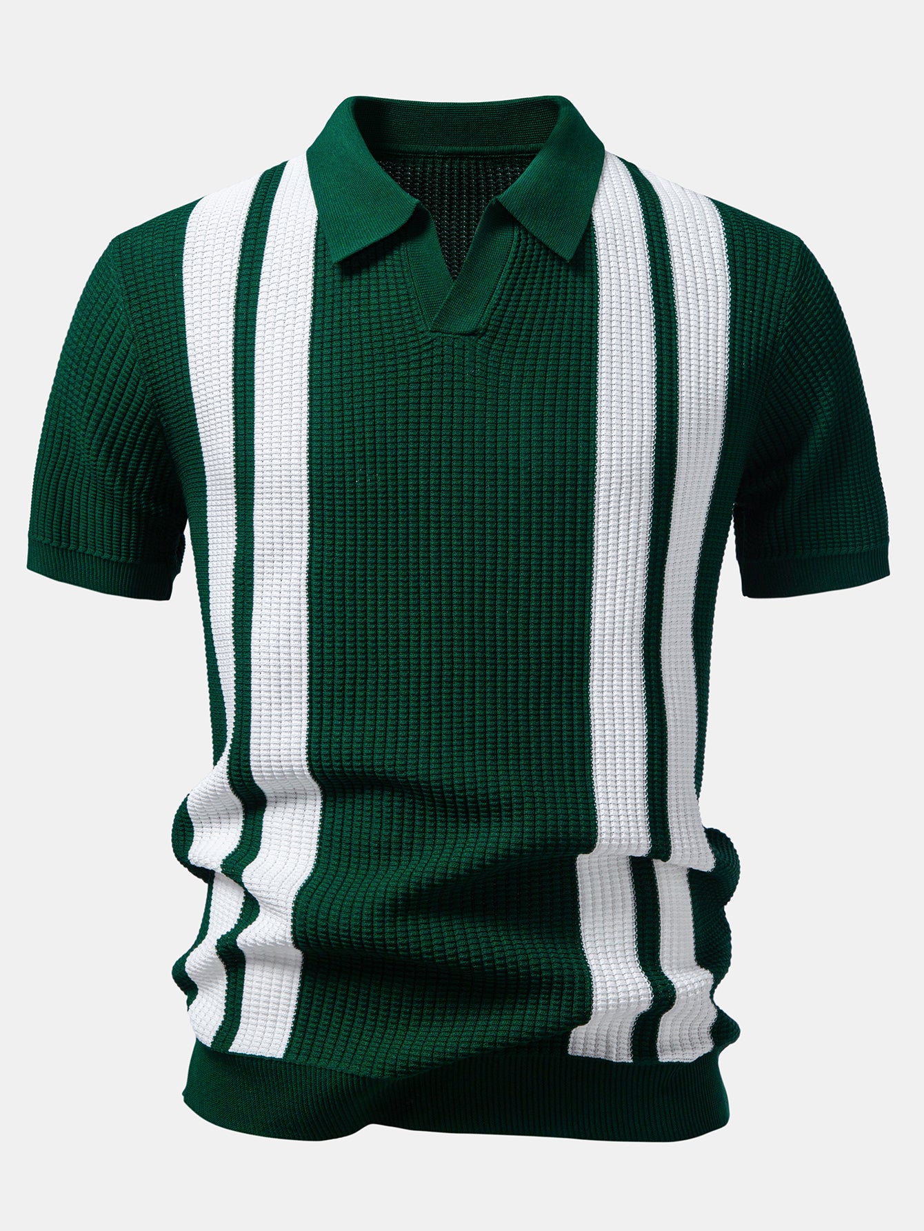 Stripe Johnny Collar Knit Polo - Image 3