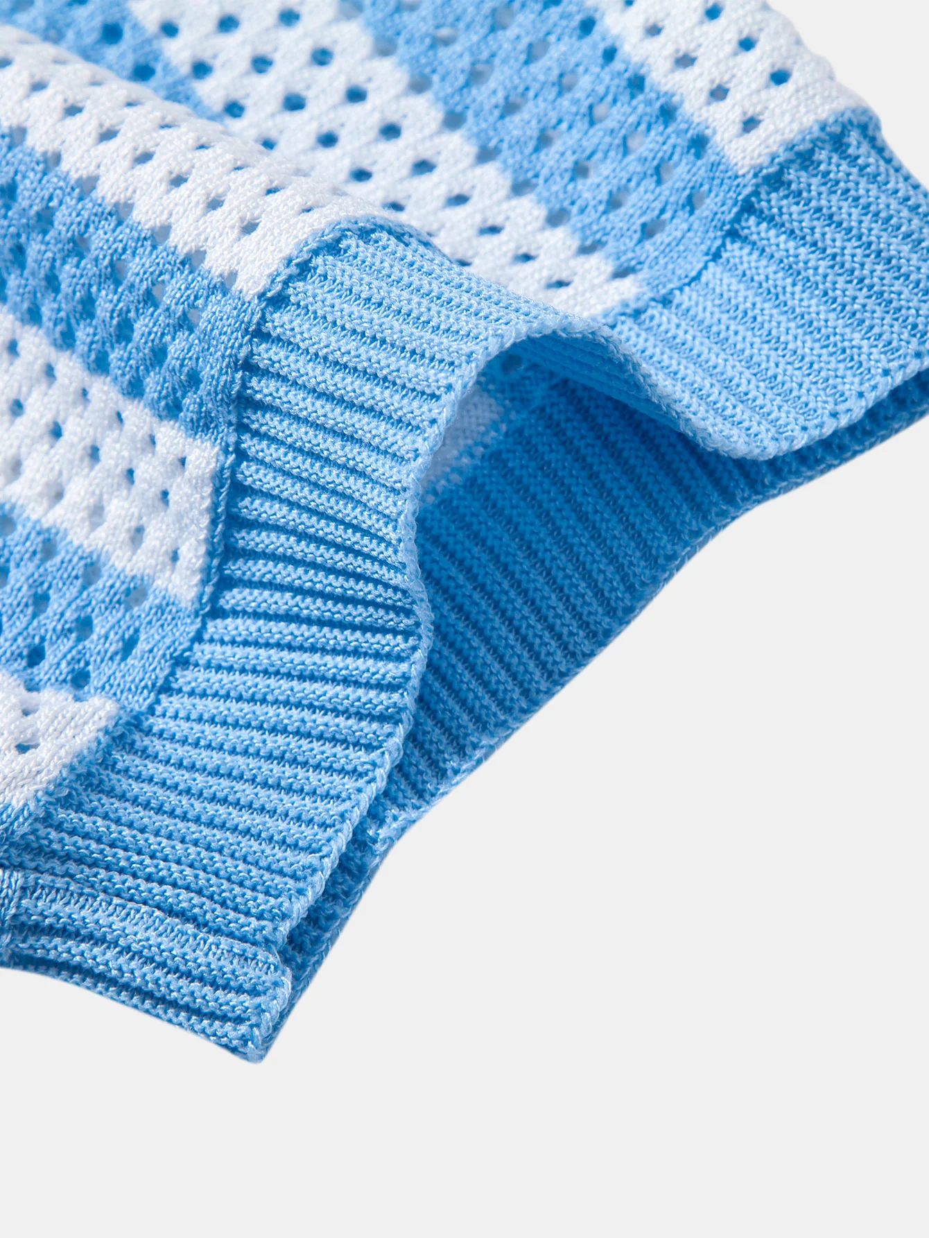 Stripe Johnny Collar Open Knit Polo - Image 11