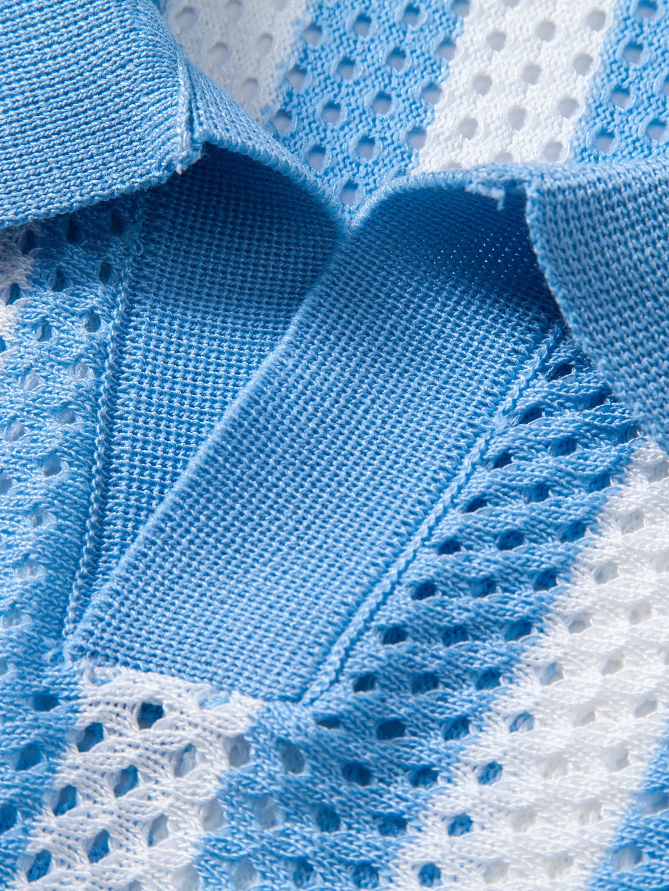 Stripe Johnny Collar Open Knit Polo - Image 12