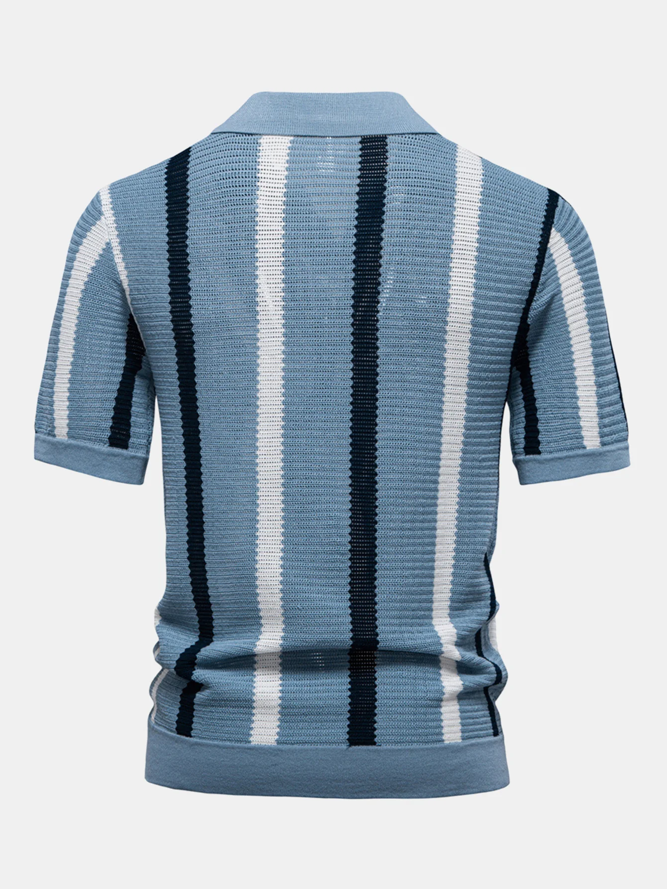 Gestreiftes Strick-Poloshirts mit V-Ausschnitt & Baumwoll-Chino-Shorts - Image 10