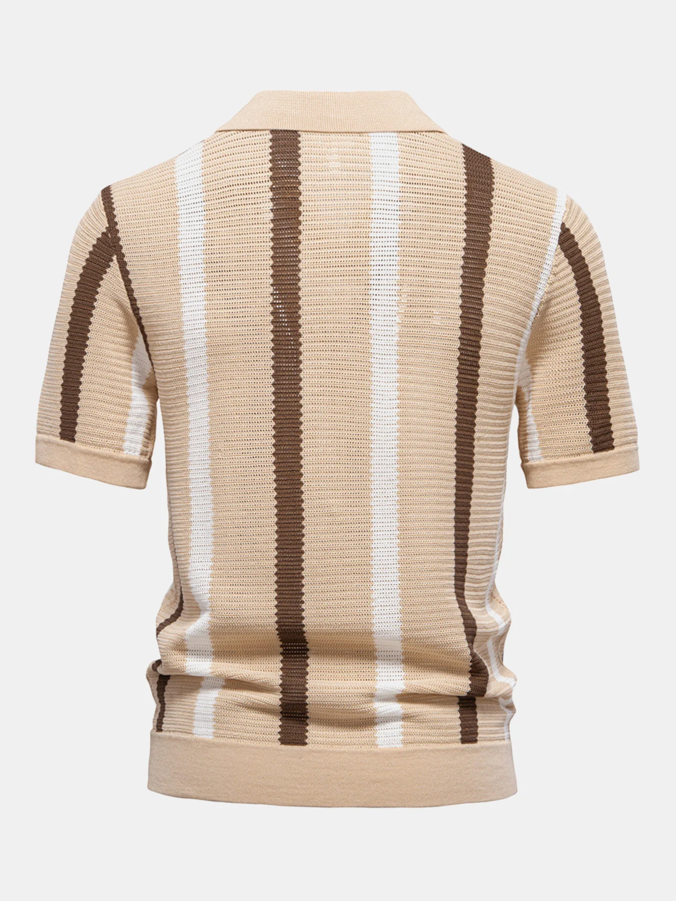Gestreiftes Strick-Poloshirts mit V-Ausschnitt & Baumwoll-Chino-Shorts - Image 8