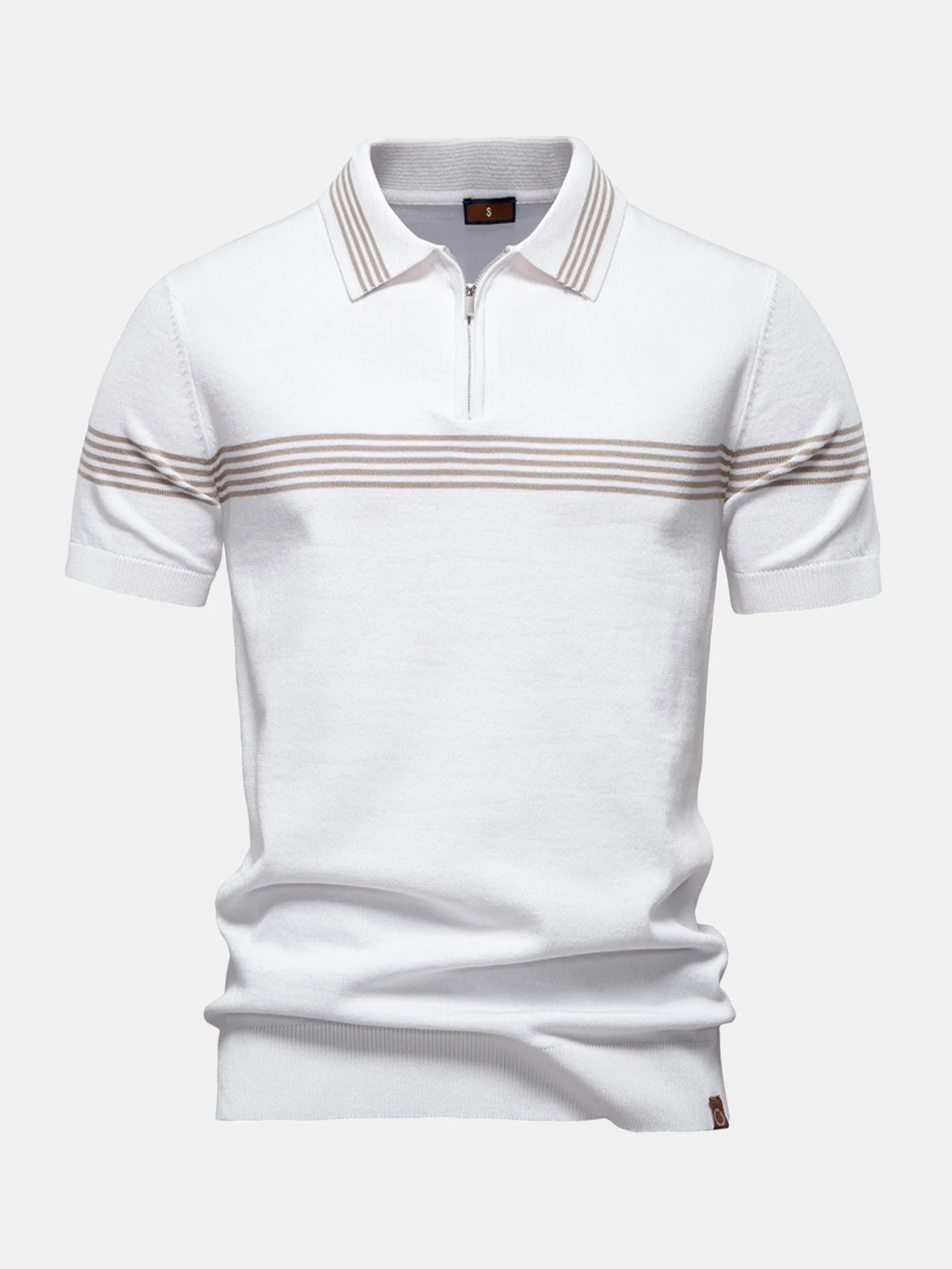 Gestreiftes Strick-Poloshirt mit Reißverschluss - Image 3