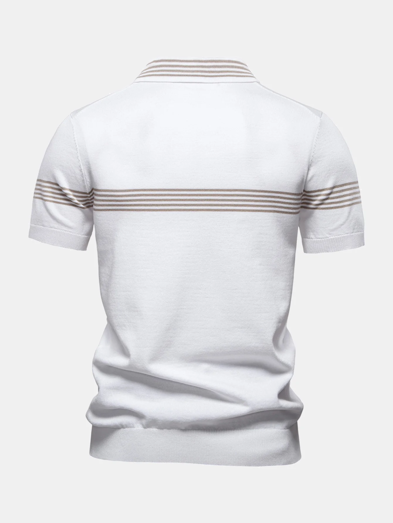 Gestreiftes Strick-Poloshirt mit Reißverschluss - Image 4
