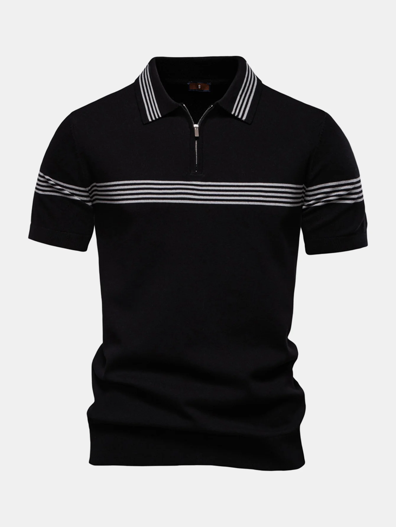 Gestreiftes Strick-Poloshirt mit Reißverschluss - Image 5