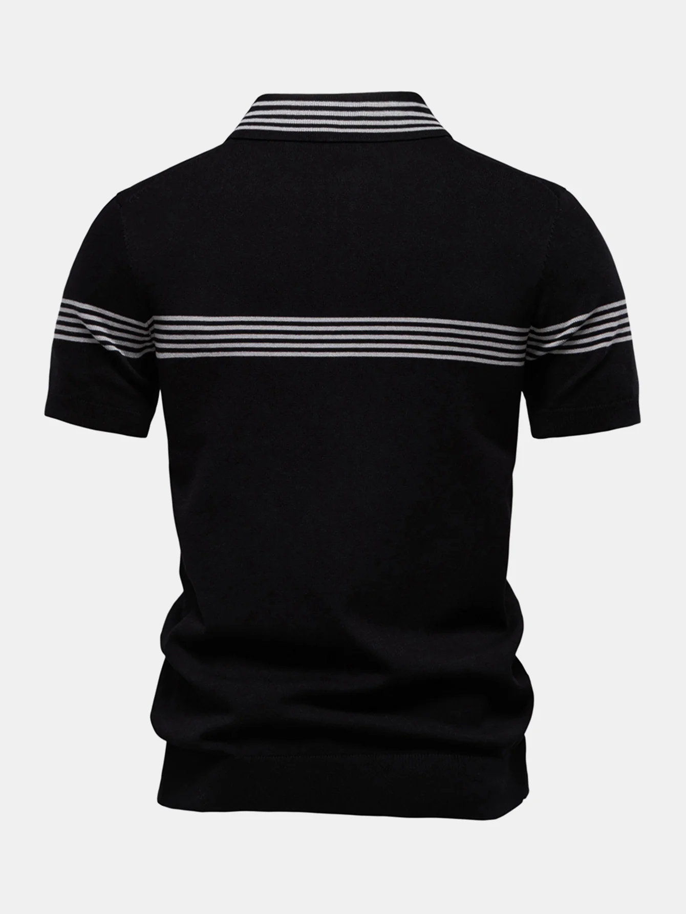 Gestreiftes Strick-Poloshirt mit Reißverschluss - Image 6