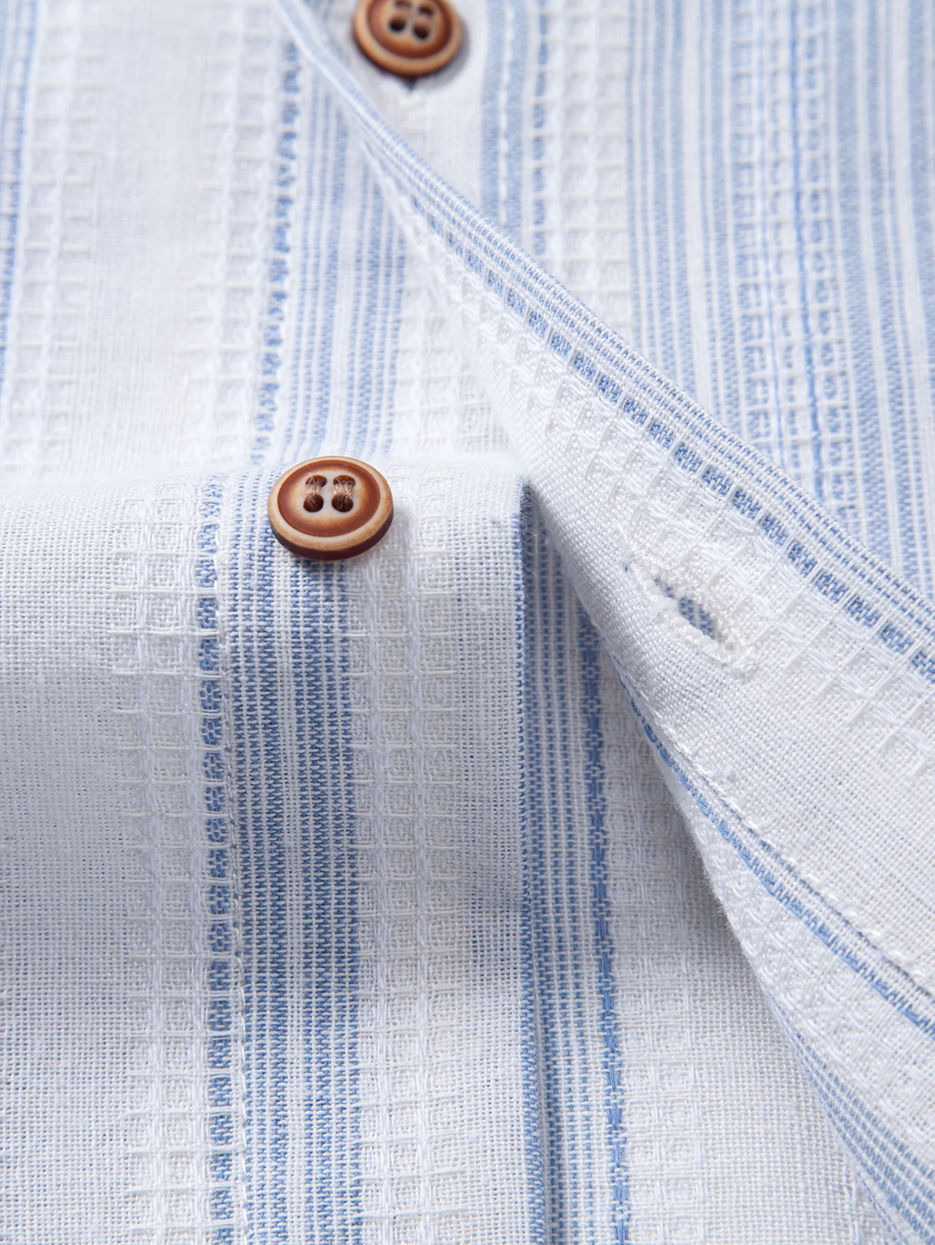 Stripe Linen Look Button Up Shirt & Crinkle Textured Drawstring 5" Shorts - Image 14