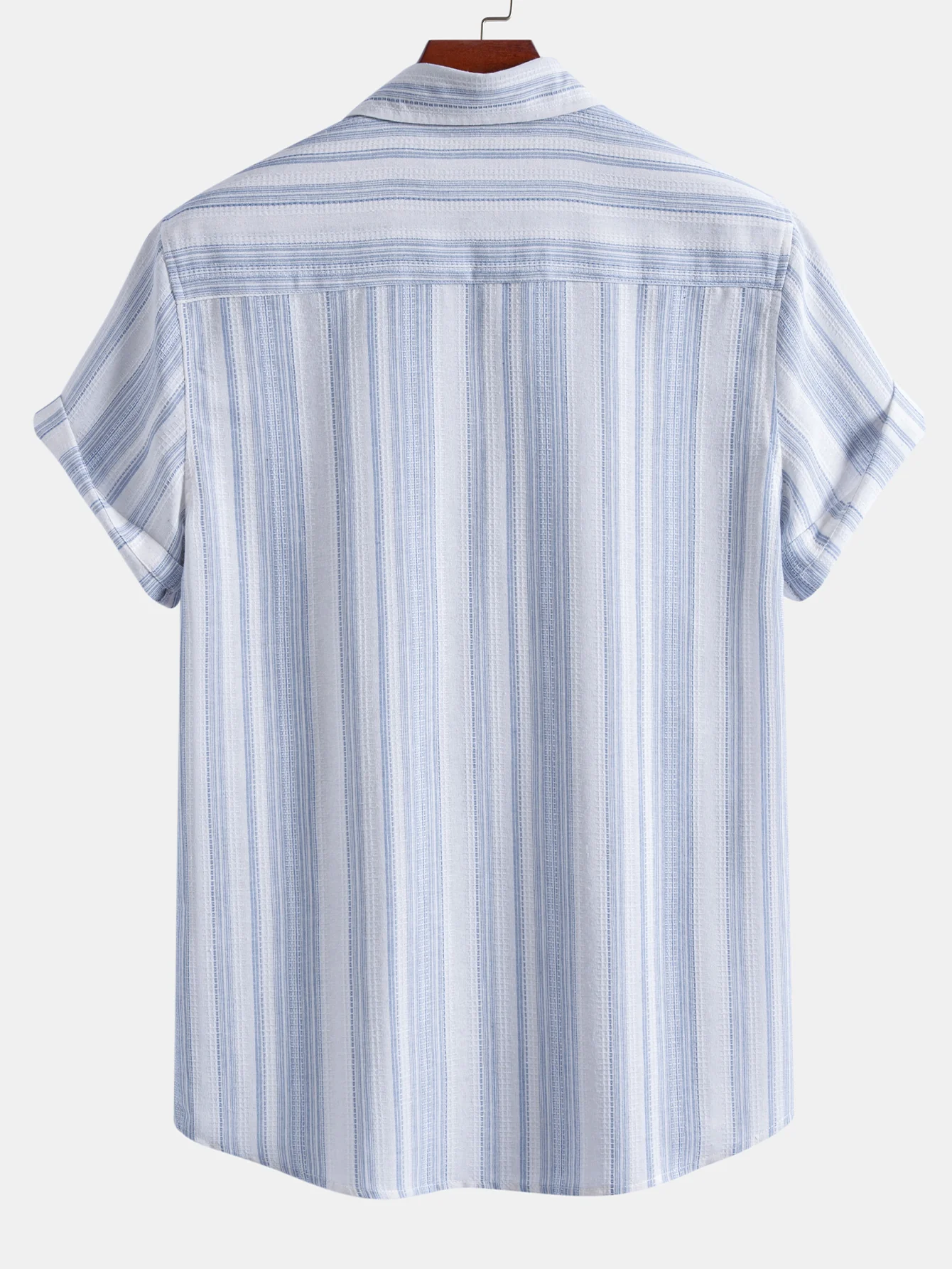 Stripe Linen Look Button Up Shirt & Crinkle Textured Drawstring 5" Shorts - Image 6