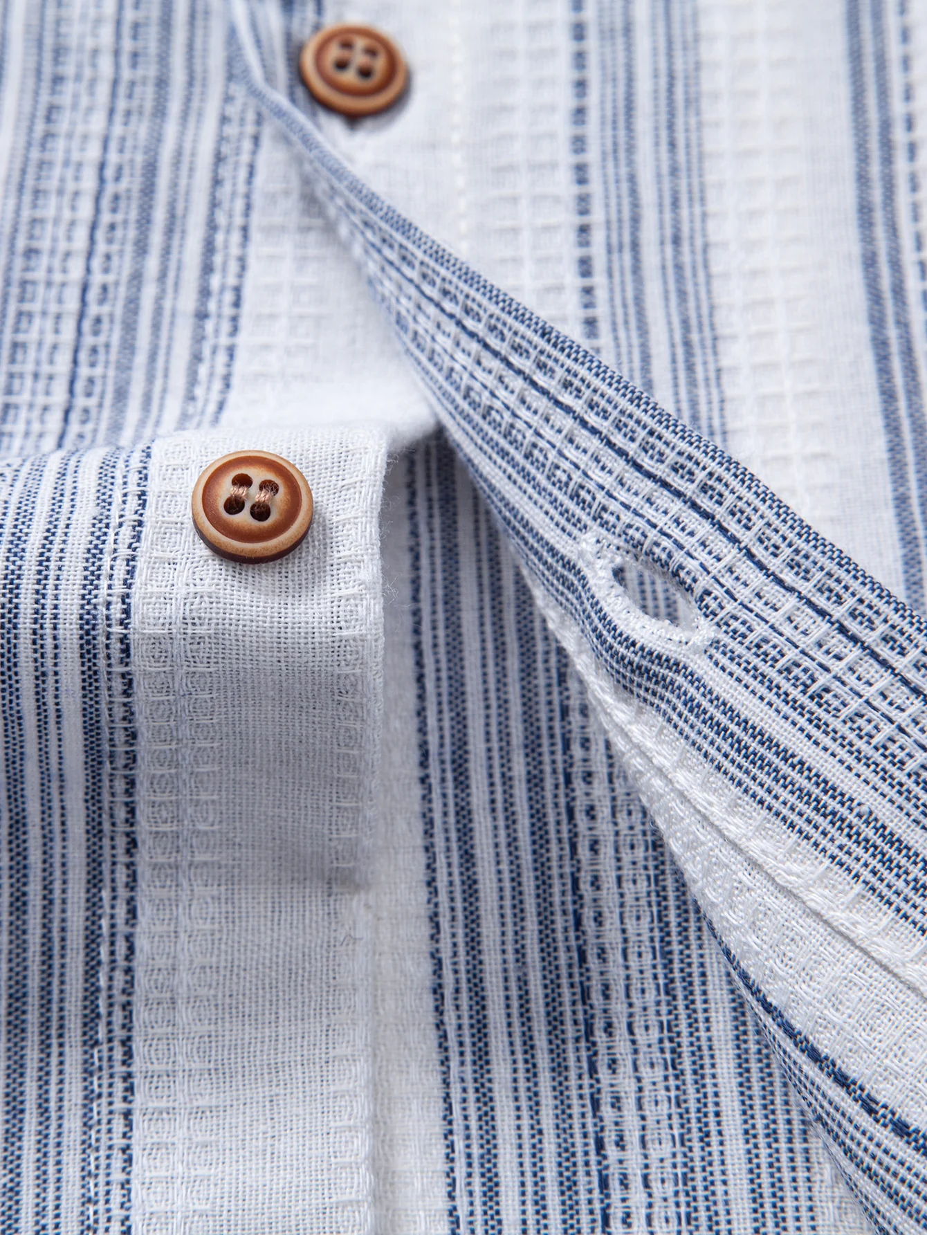 Stripe Linen Look Button Up Shirt & Crinkle Textured Drawstring 5" Shorts - Image 10